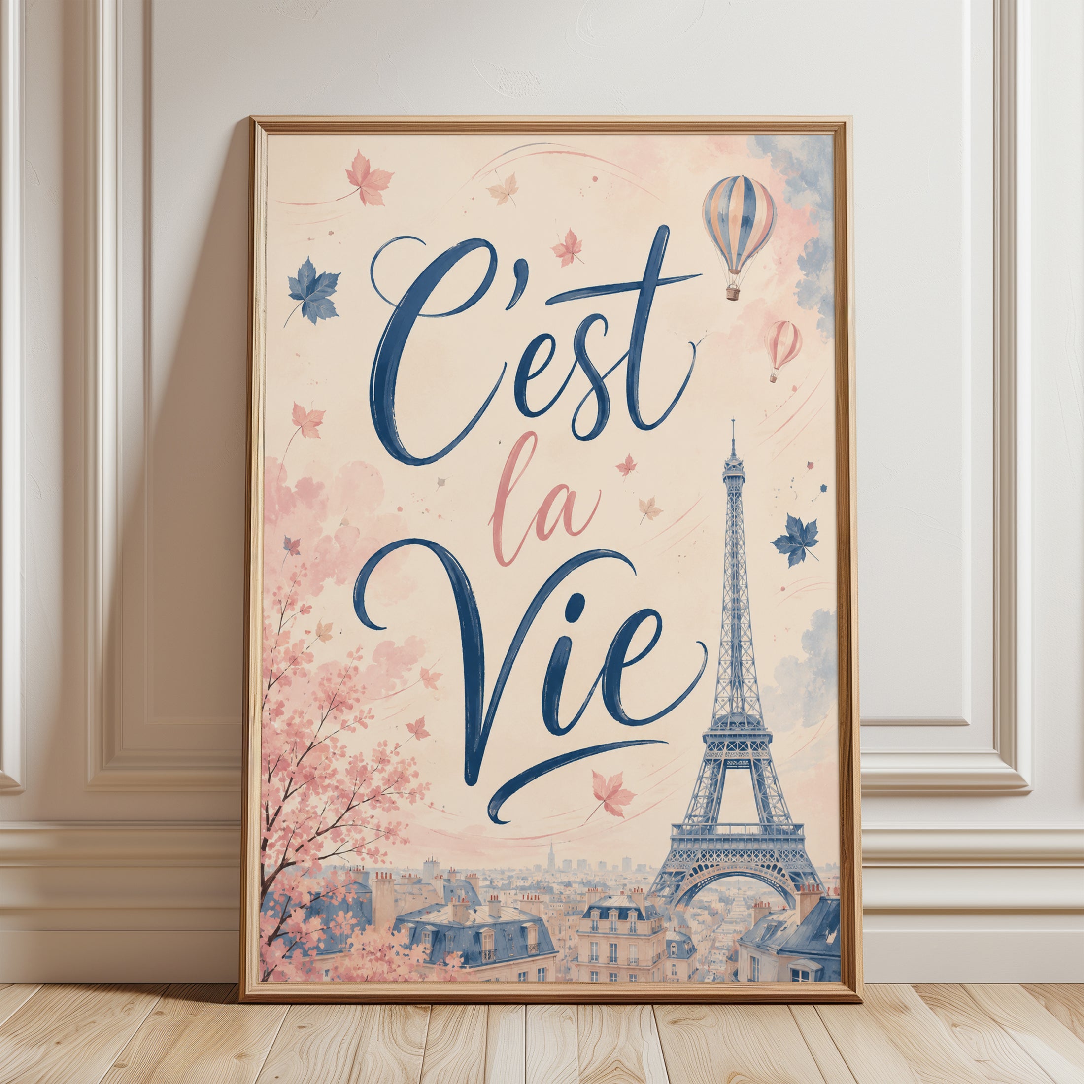 Paris Travel Poster – C'est La Vie Print - framed detail