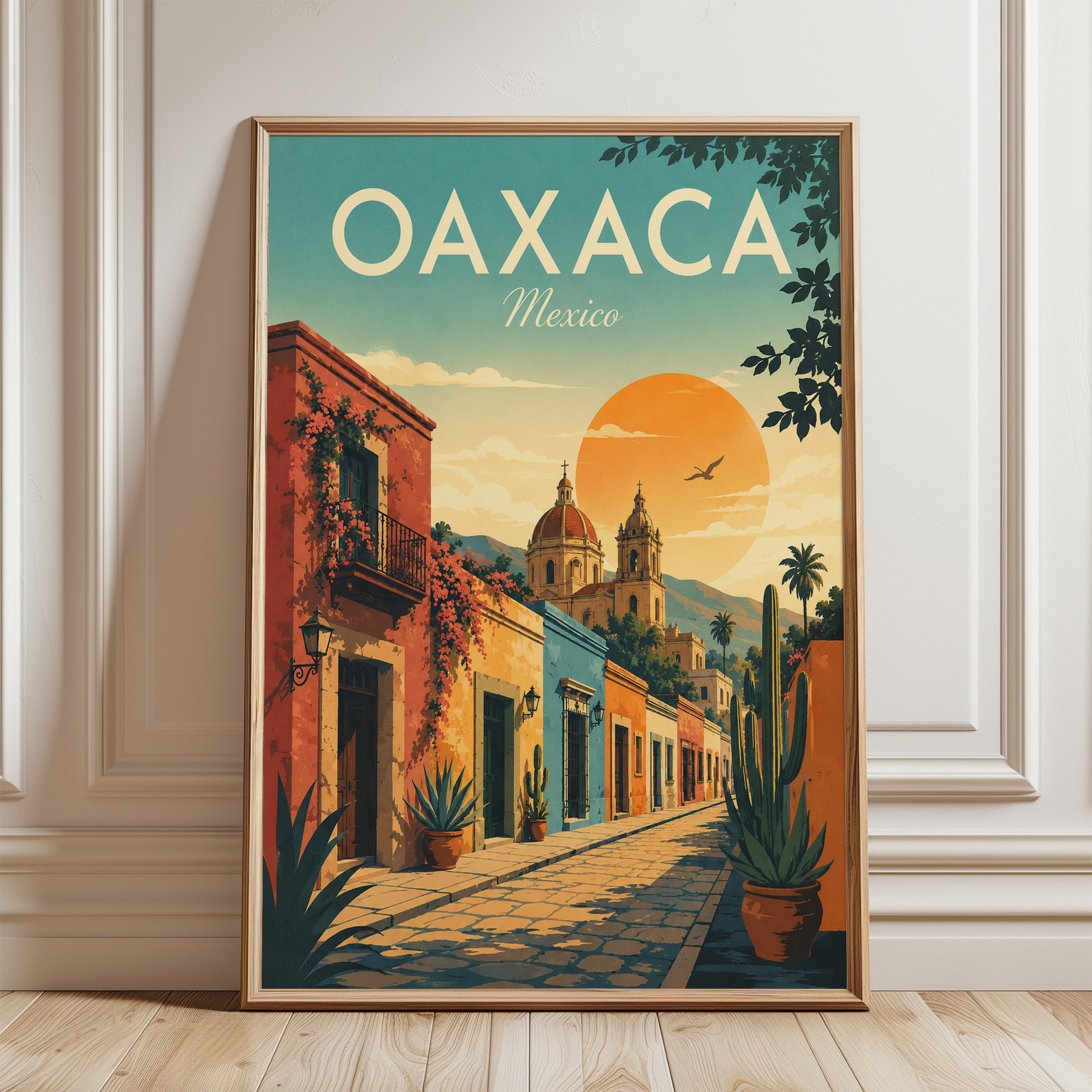 Oaxaca Travel Poster – Mexico Wall Art - framed detail