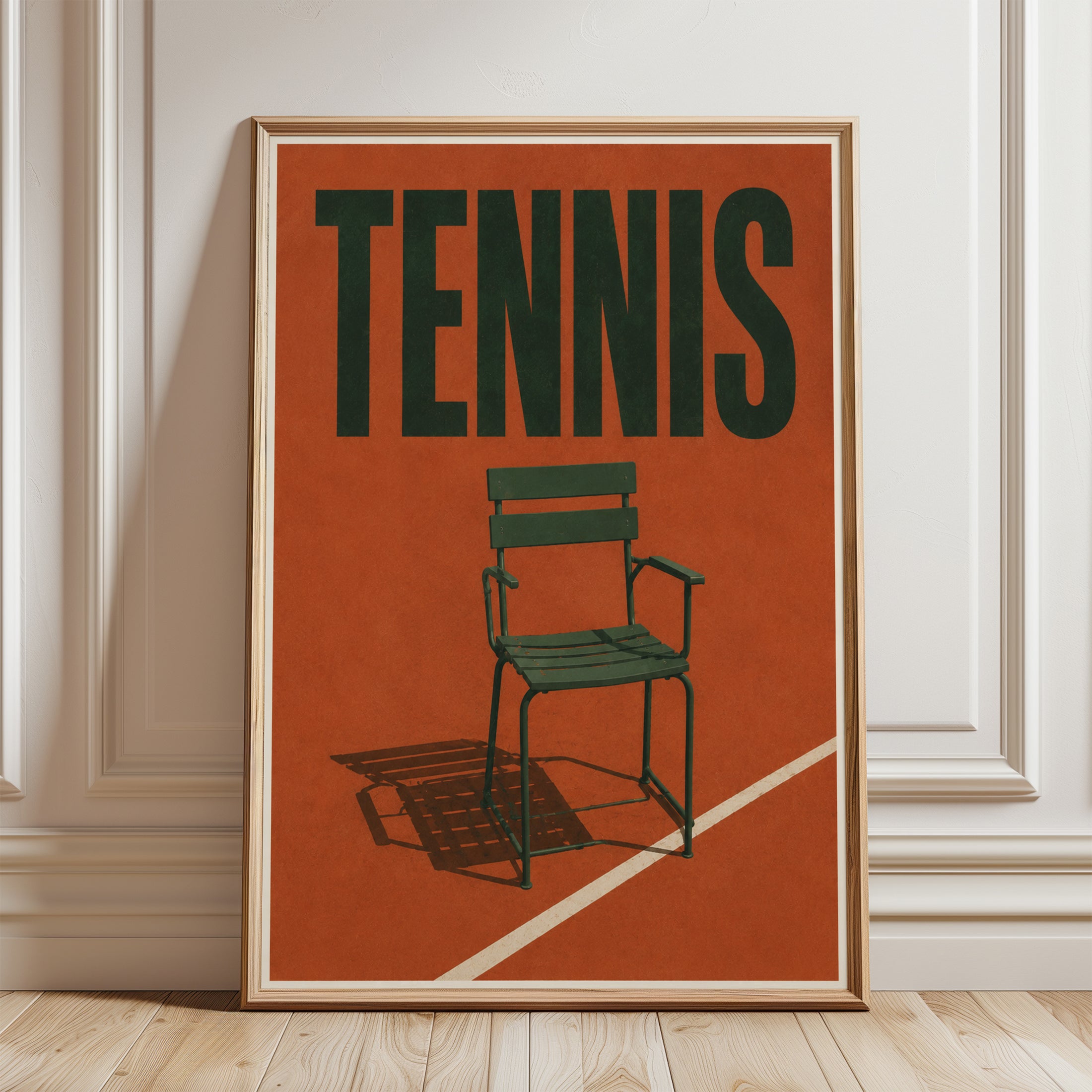 Tennis Wall Art – Retro Sports Poster - framed detail