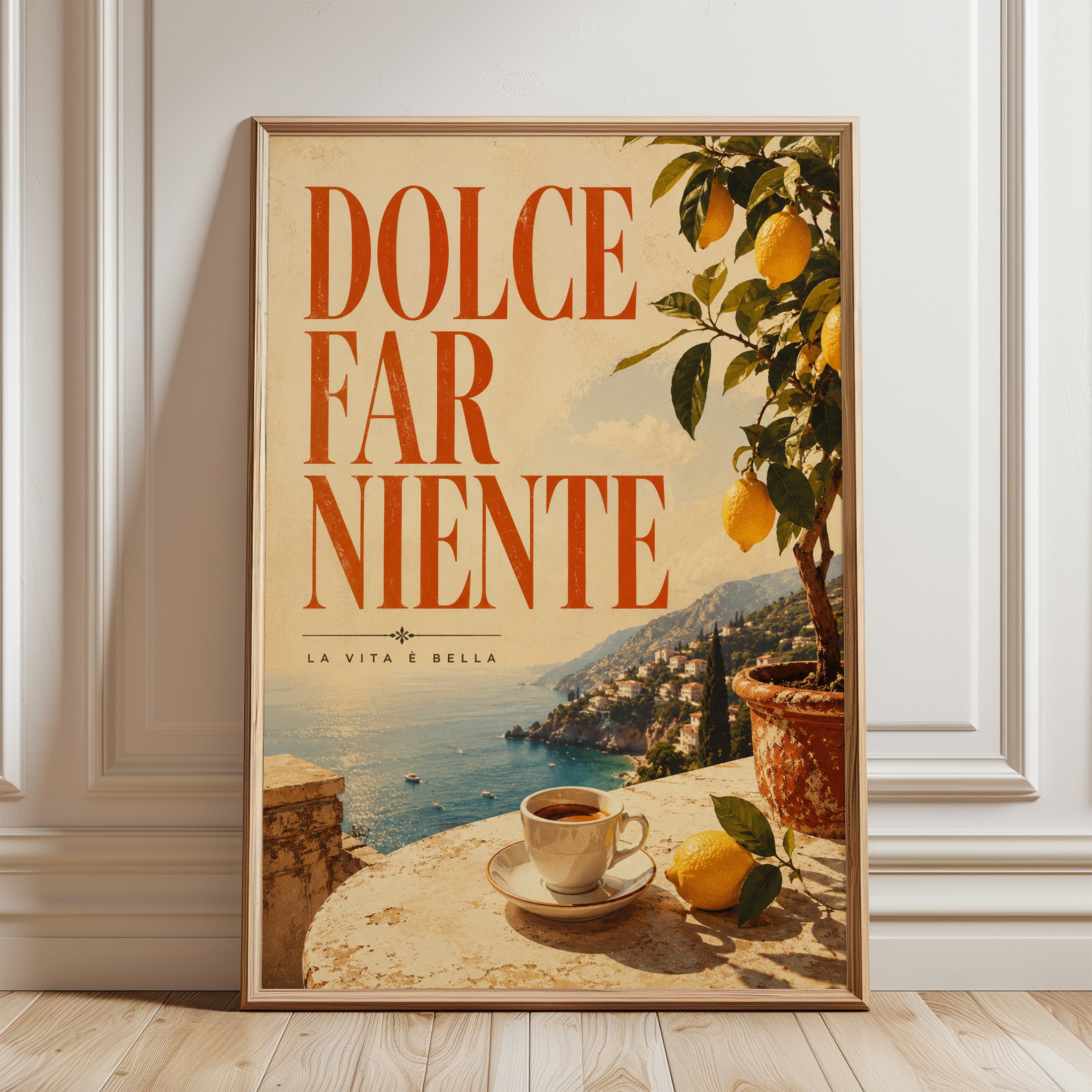 Italian Travel Poster – Dolce Far Niente Print - framed detail