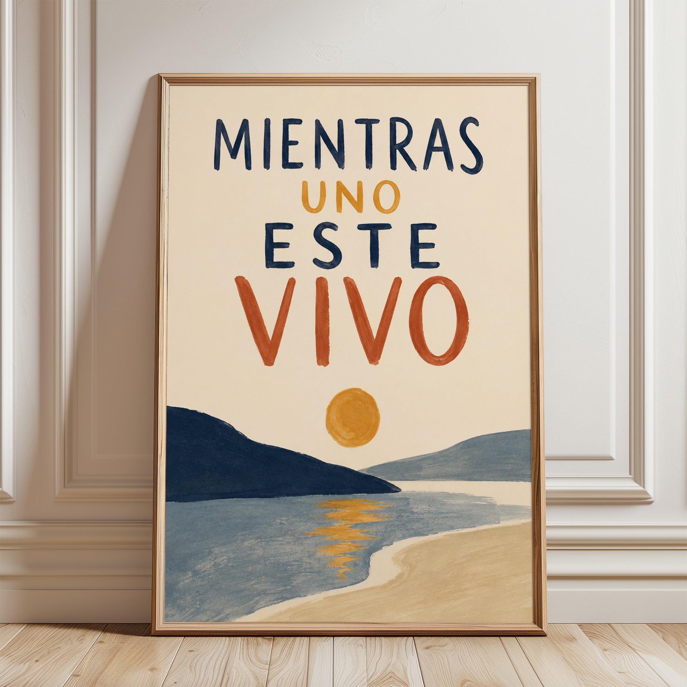 Spanish Quote Wall Art – Coastal Typography Print - framed detail