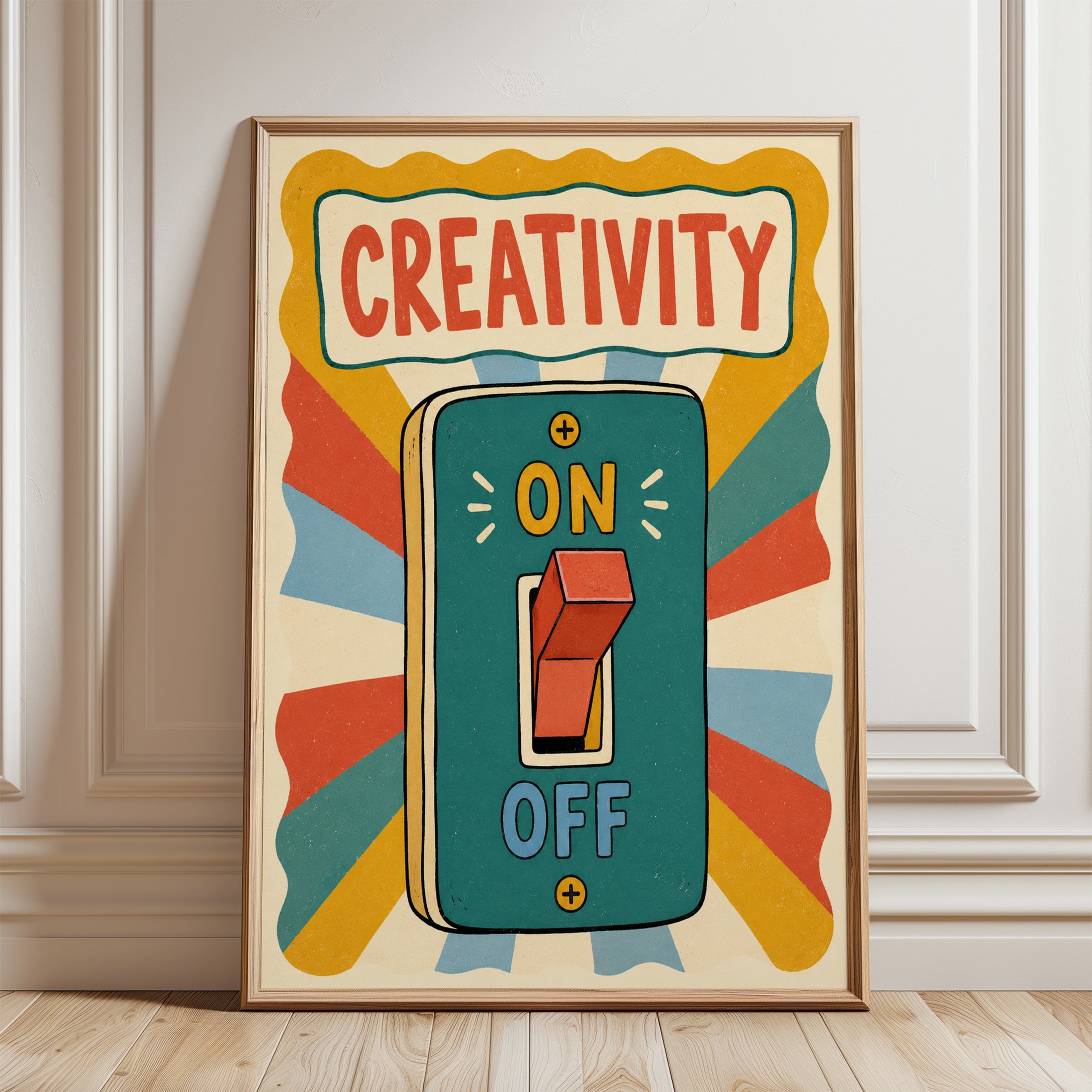 Creativity Wall Art – Retro Light Switch Print - framed detail
