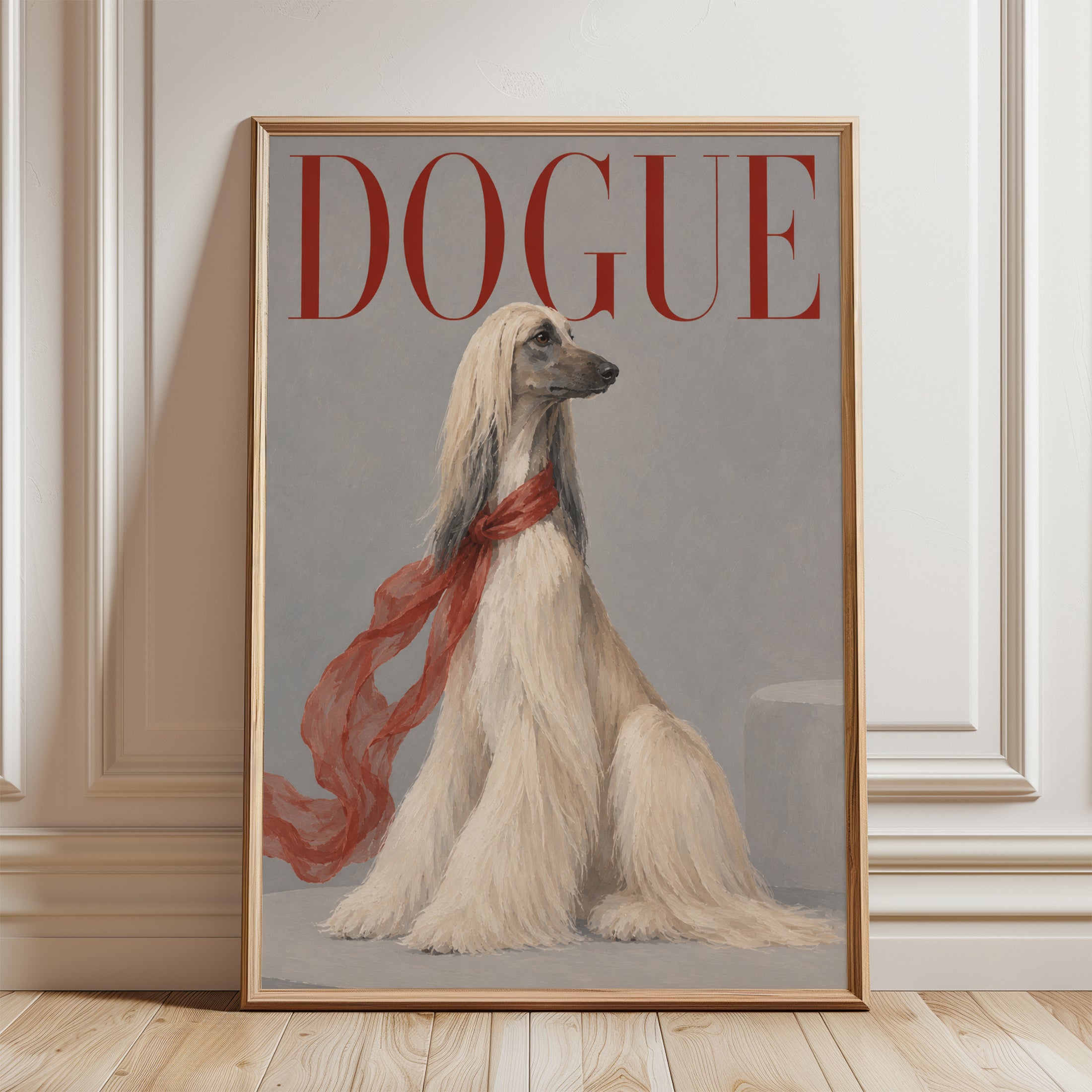 Fashion Dog Wall Art – Afghan Hound Print - framed detail