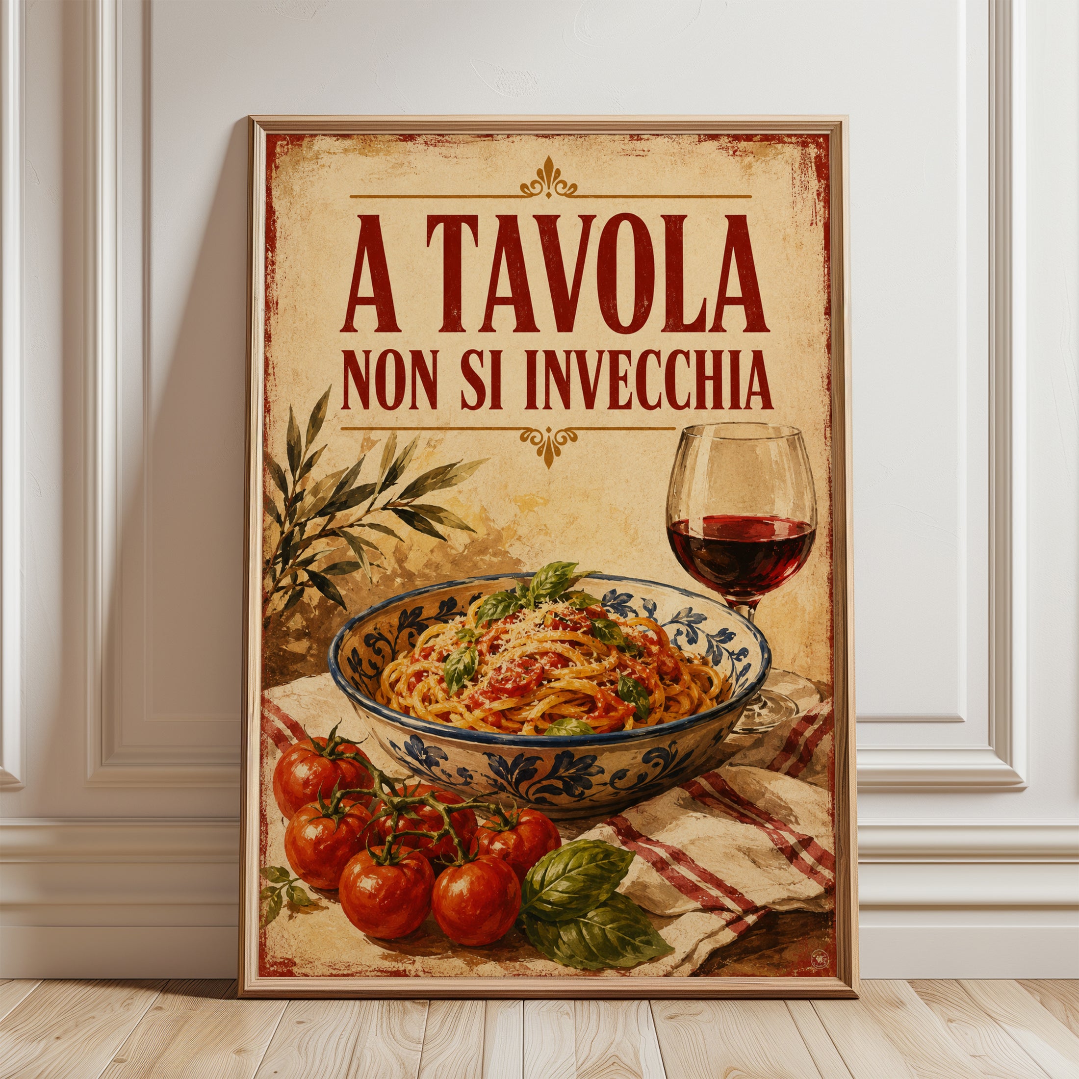 Italian Kitchen Wall Art – Pasta Print - framed detail