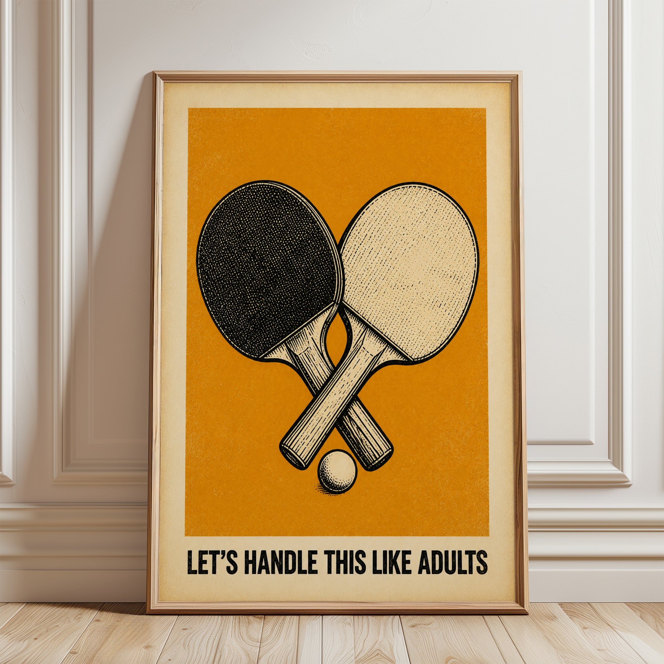 Ping Pong Wall Art – Table Tennis Print - framed detail