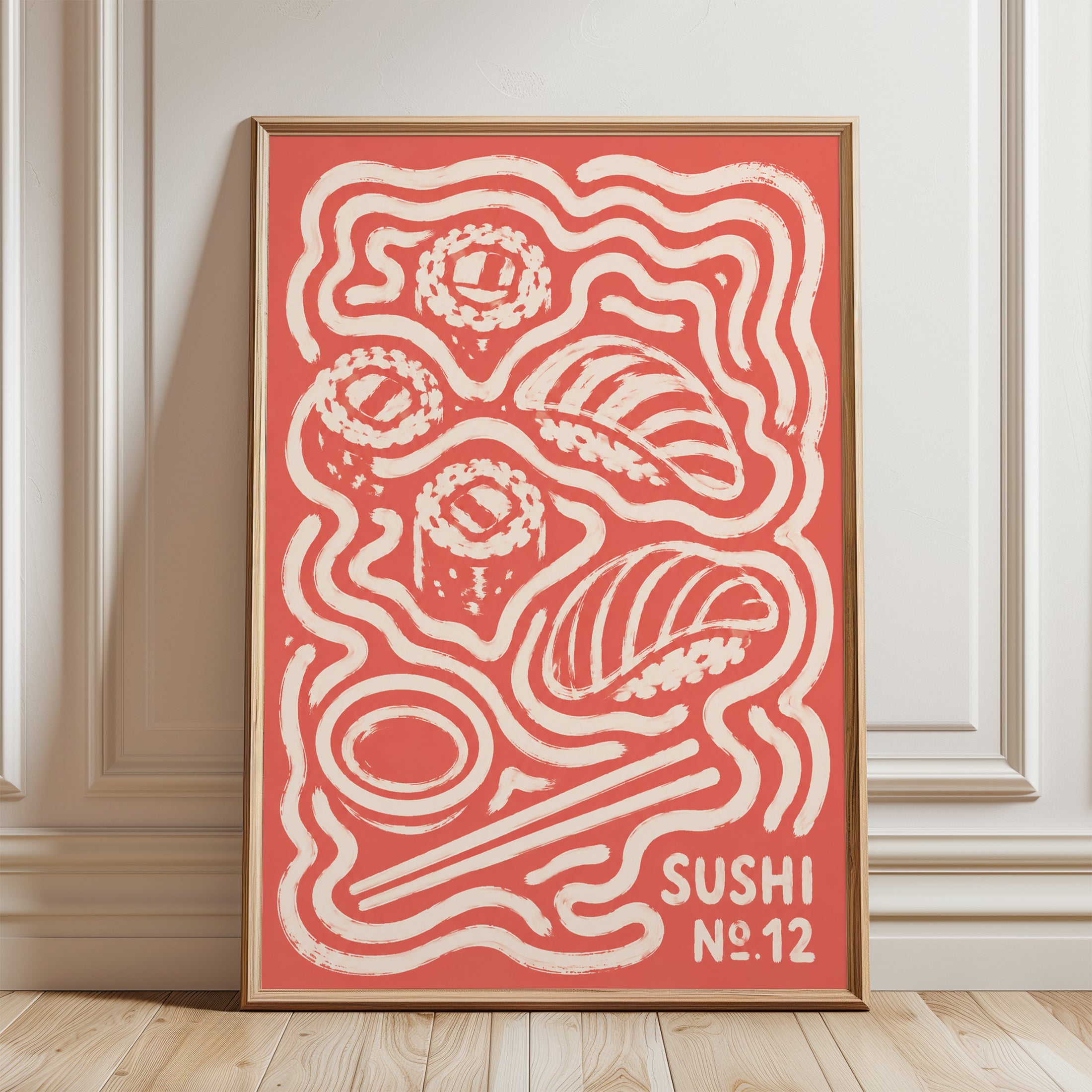 Sushi Wall Art – Japanese Kitchen Decor - framed detail