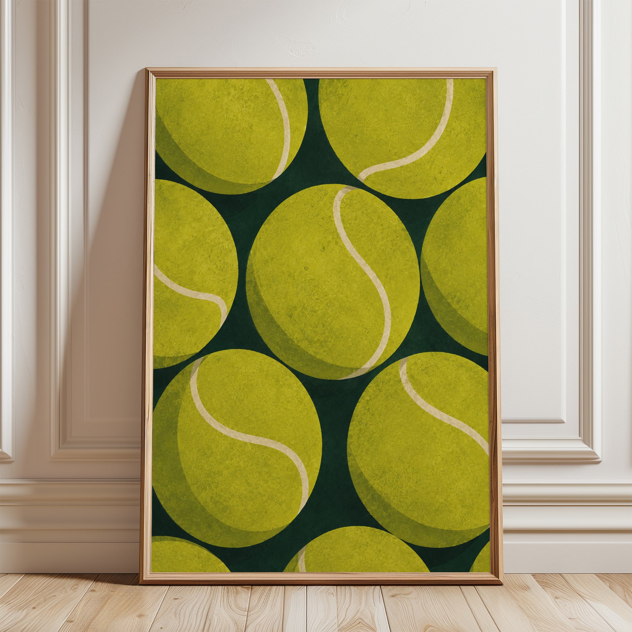 Tennis Ball Wall Art – Sports Print - framed detail