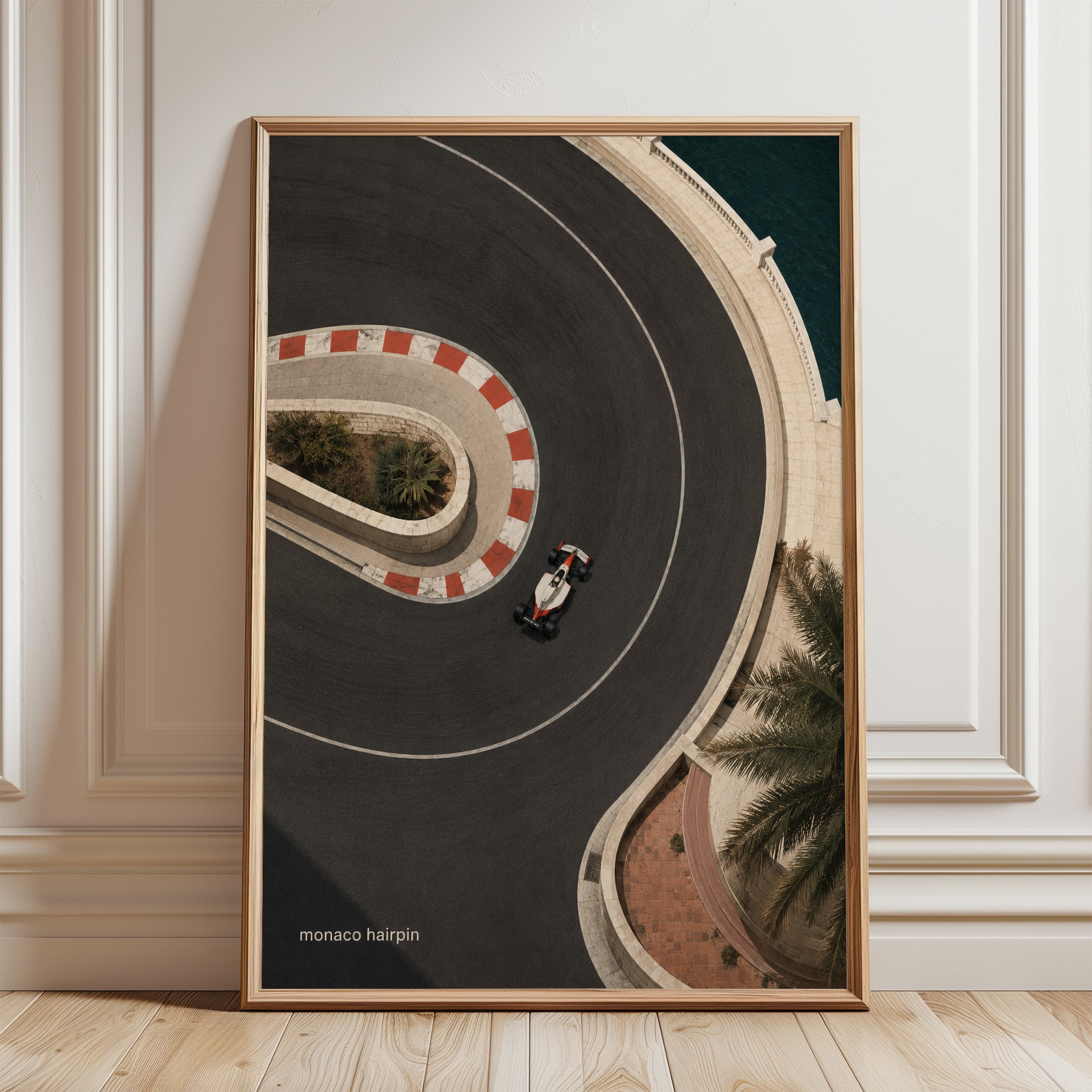 Race Track Wall Art – Aerial Sports Print - framed detail