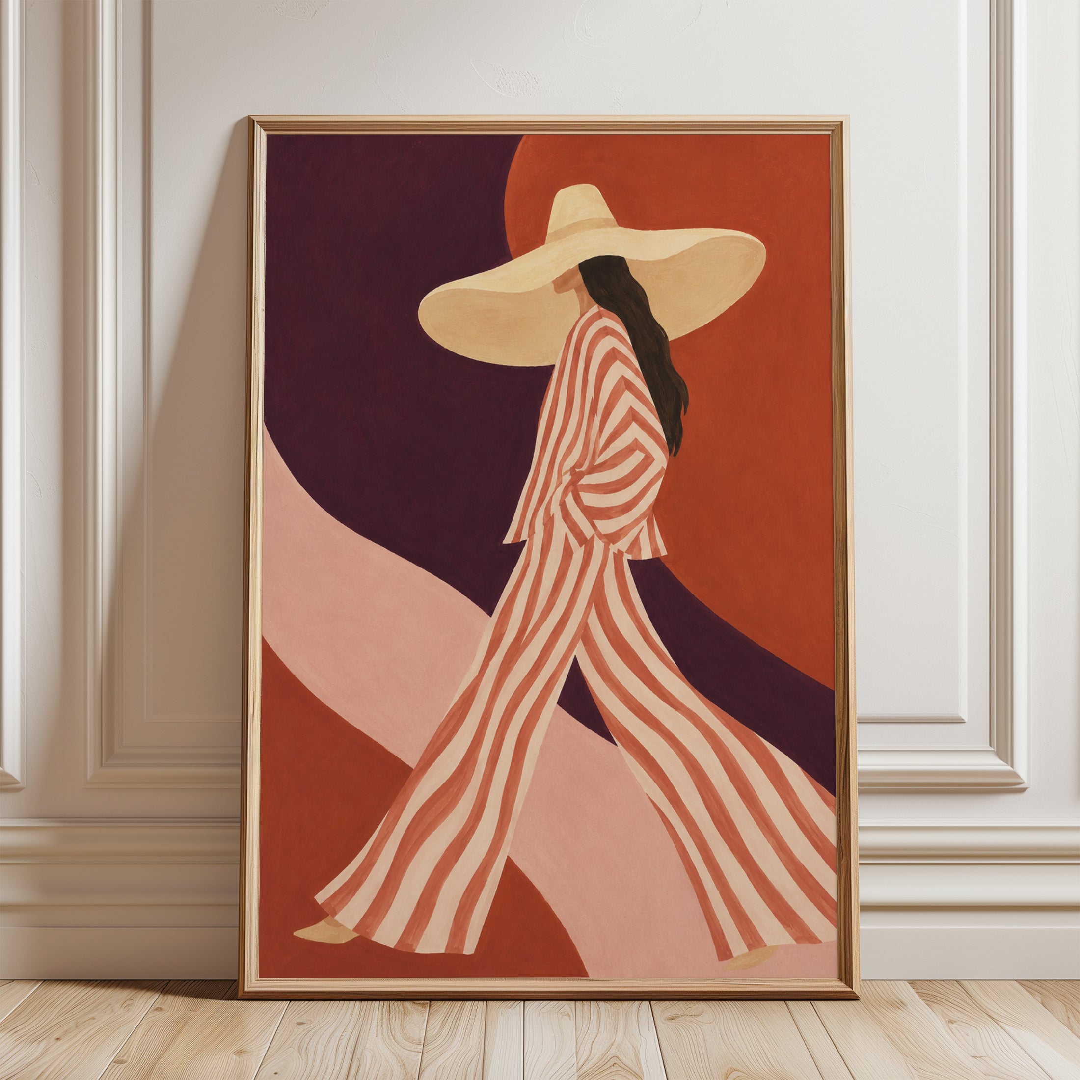 Fashion Illustration Poster – Retro Woman Print - framed detail