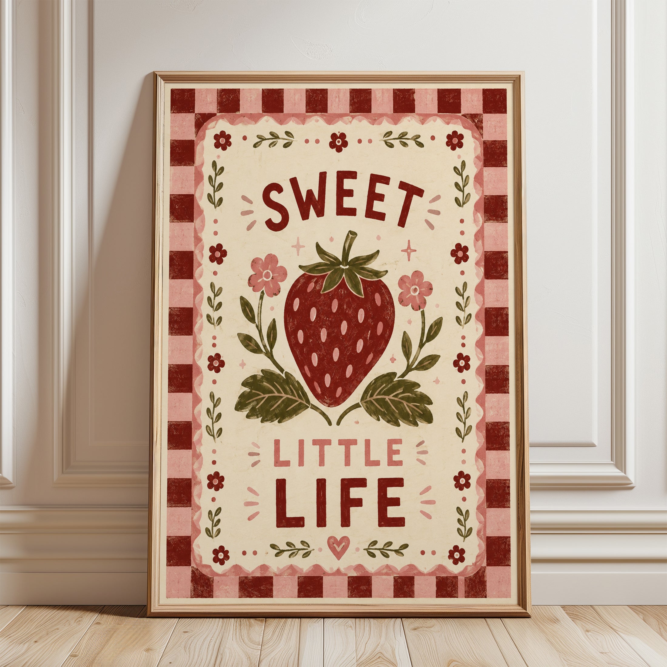 Strawberry Kitchen Print - framed detail