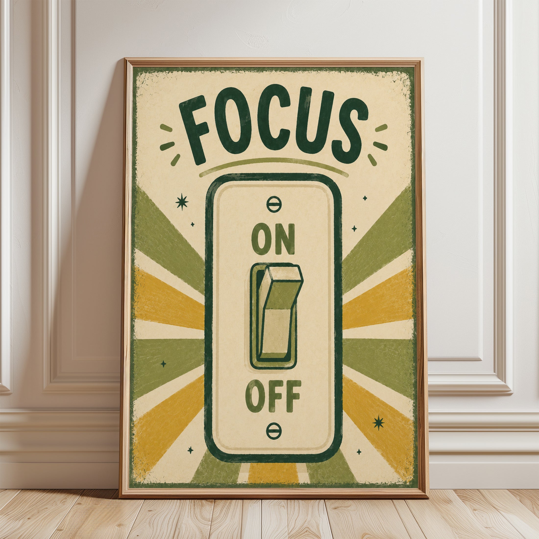 Focus Wall Art – Retro Motivational Print - framed detail