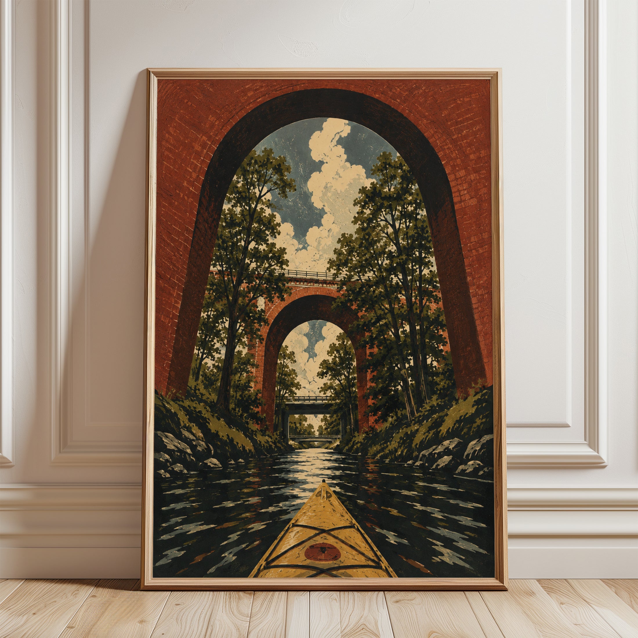 Kayak Wall Art – Vintage Nature Print - framed detail