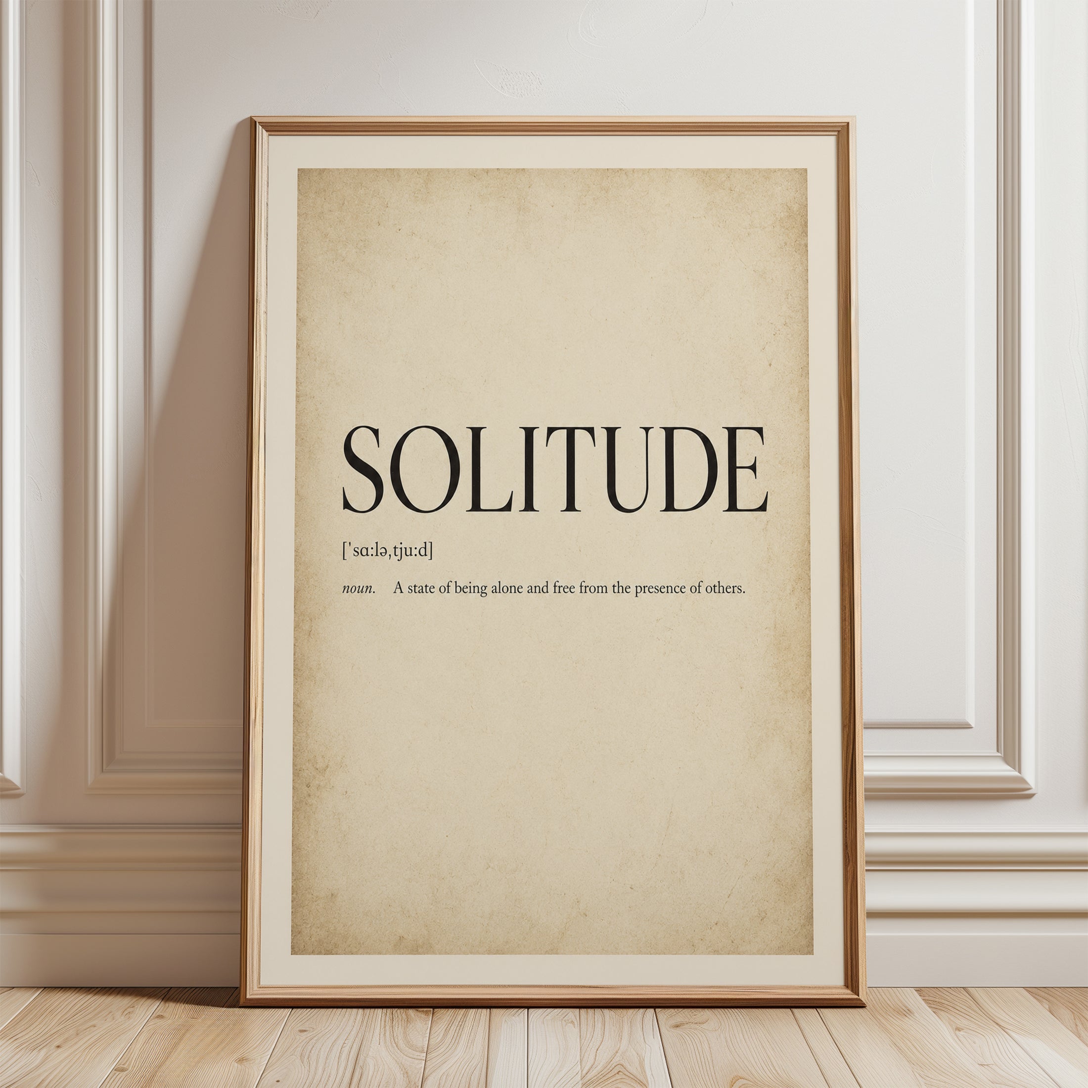 Solitude Definition Print – Dictionary Wall Art - framed detail