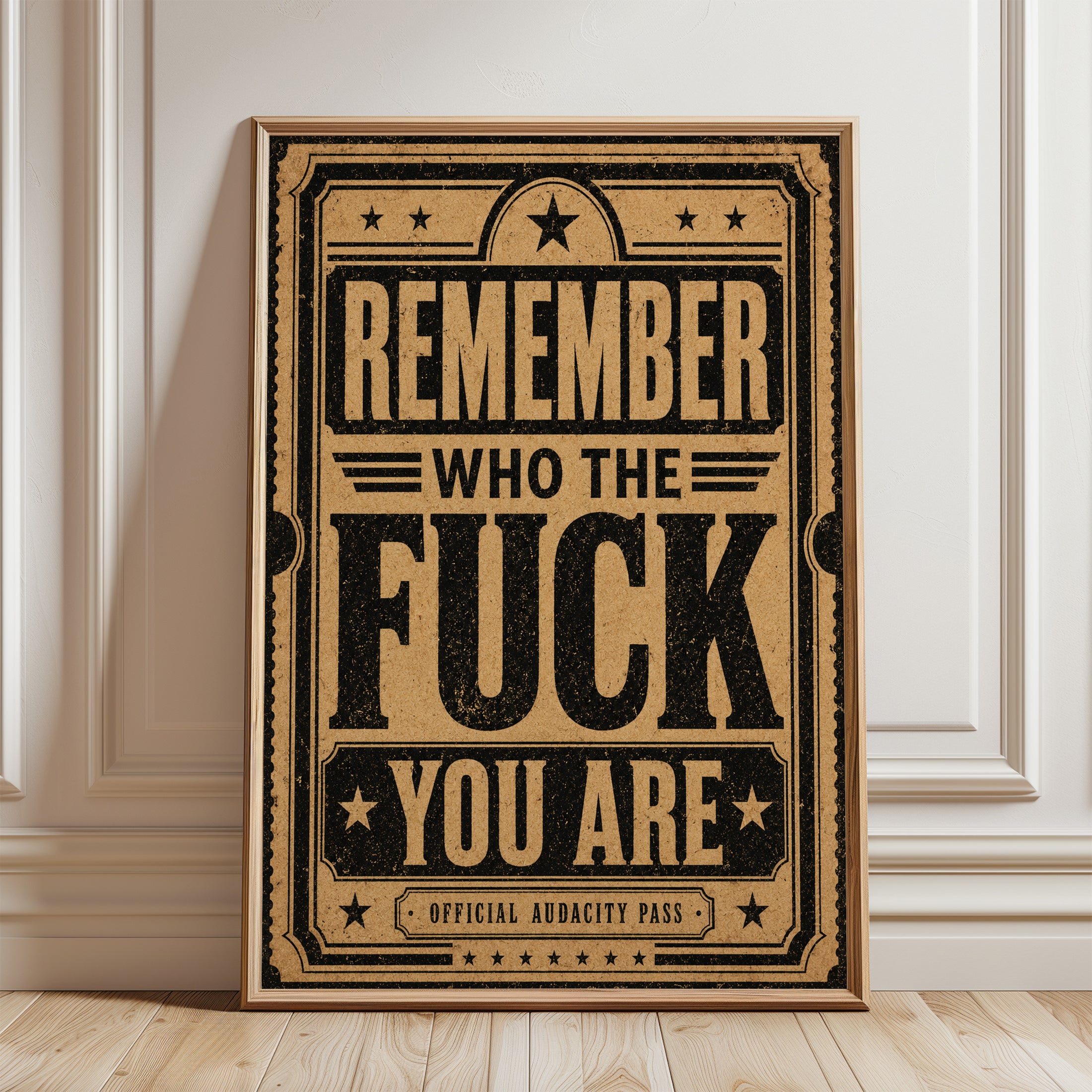 Motivational Wall Art – Vintage Typography Print - framed detail