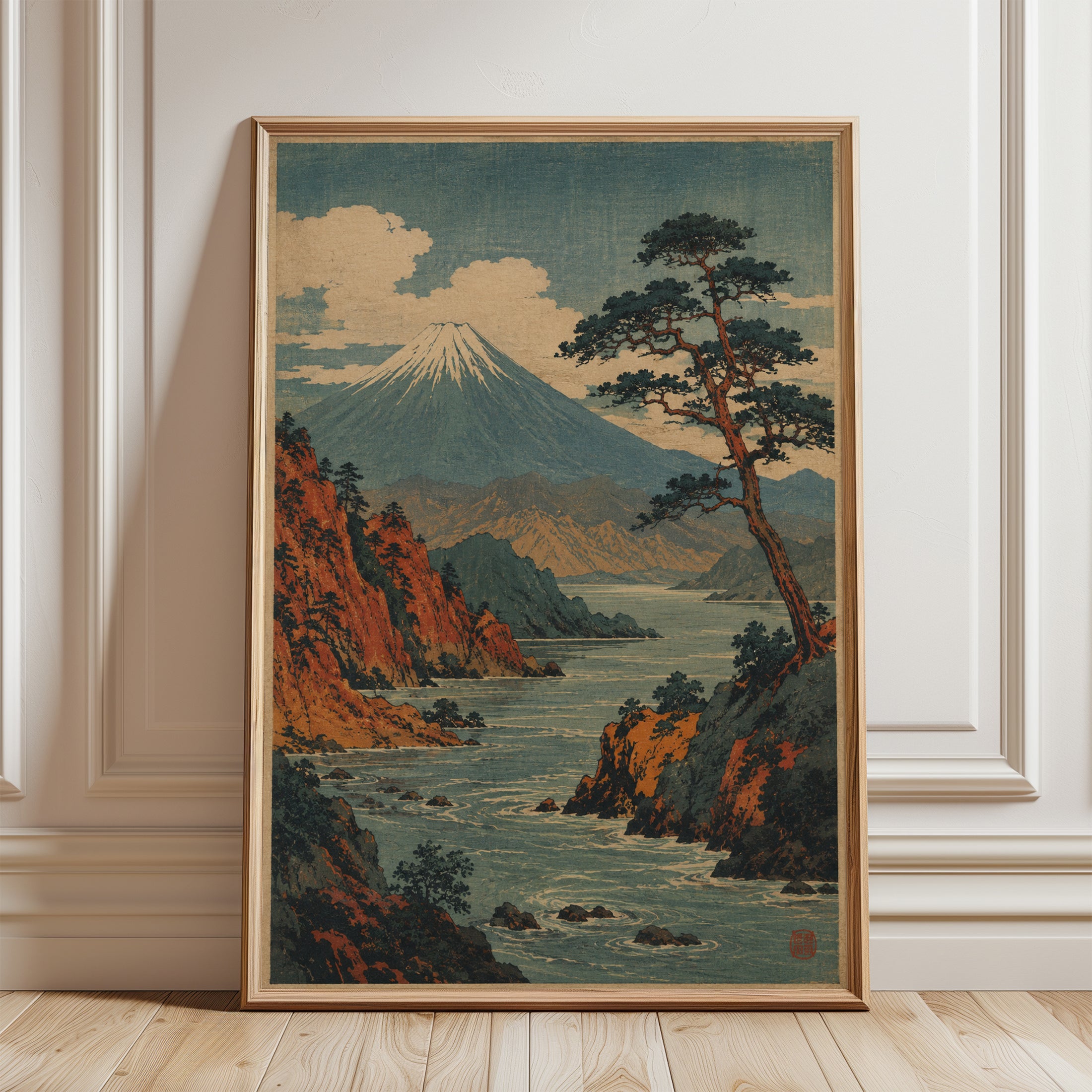 Mount Fuji Wall Art – Japanese Landscape Print - framed detail
