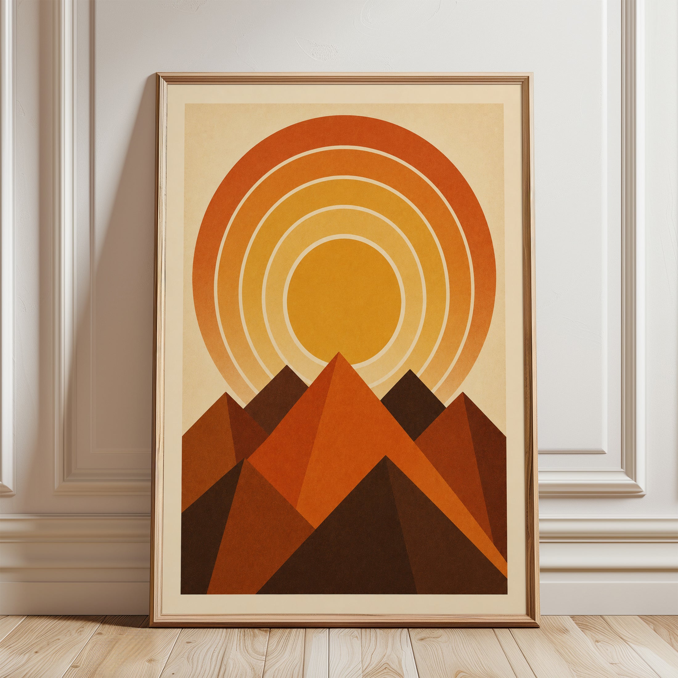 Retro Mountain Wall Art - framed detail