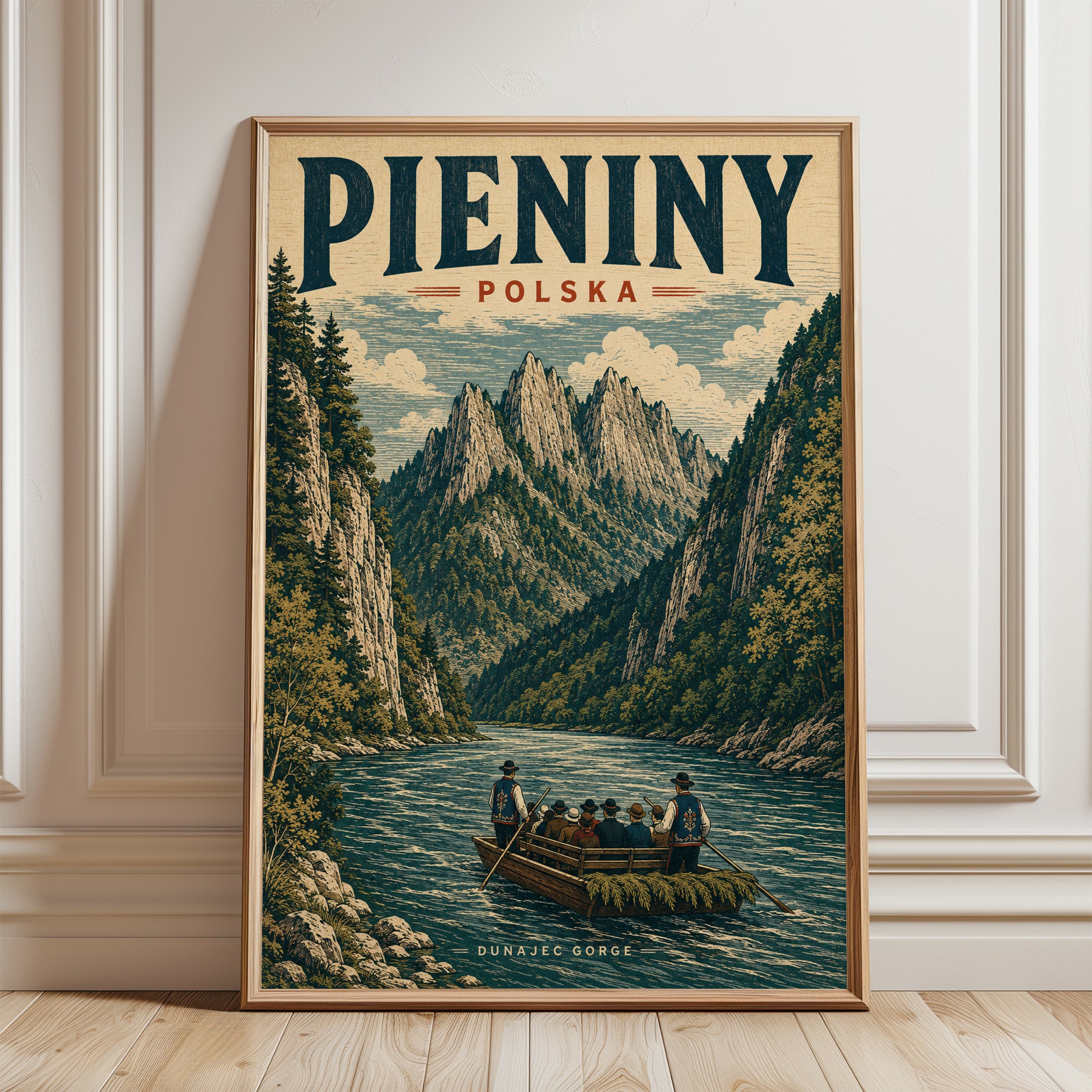 Poland Travel Poster – Pieniny Mountains Print - framed detail