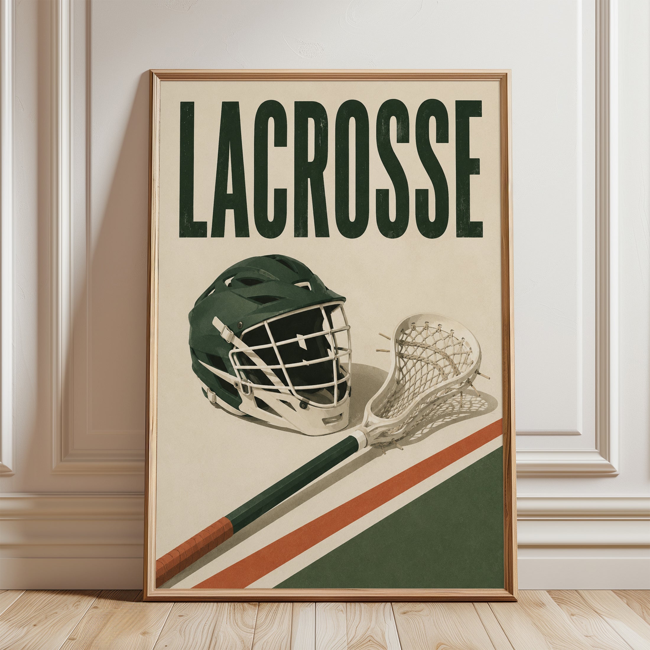 Lacrosse Wall Art – Vintage Sports Print - framed detail