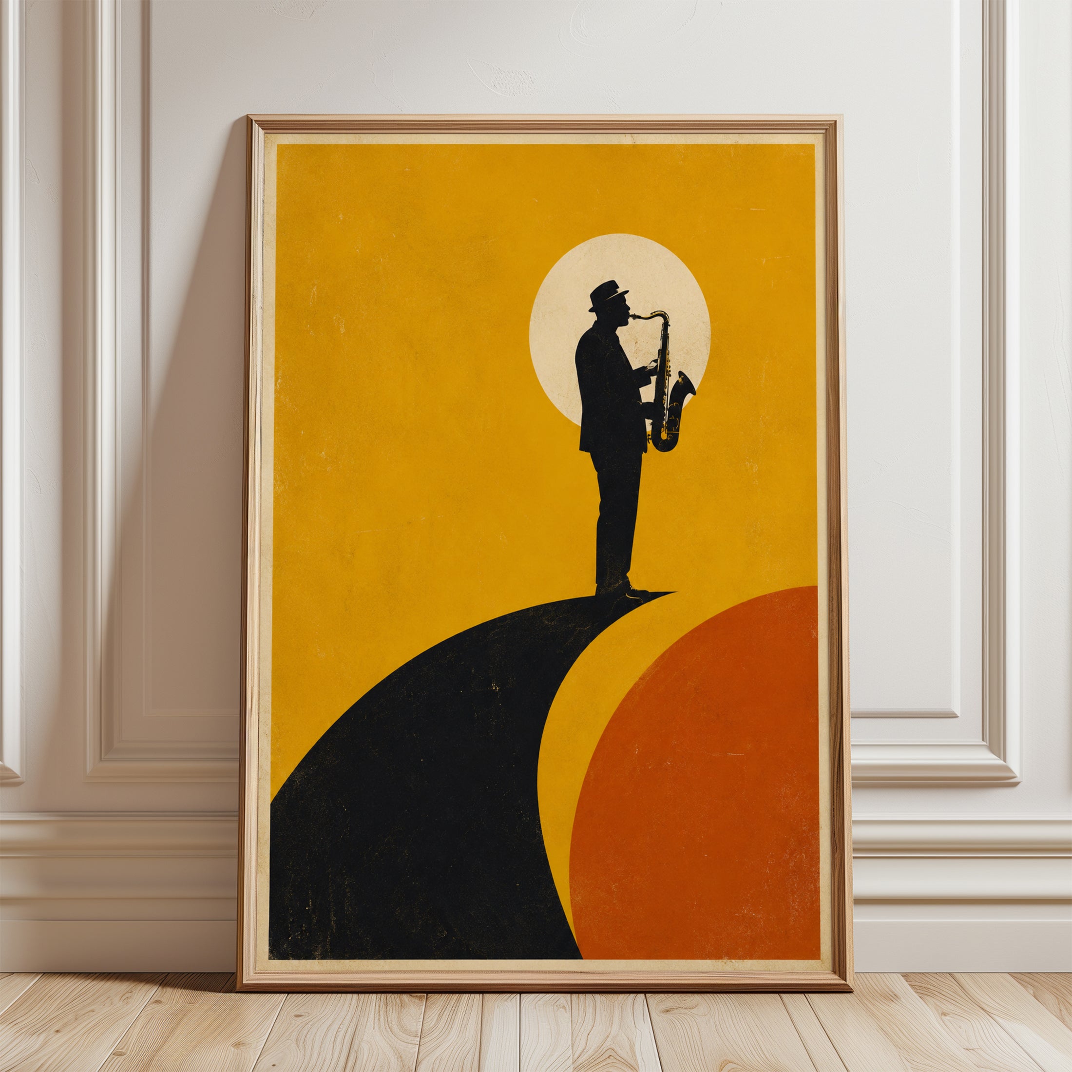 Saxophone Wall Art – Jazz Music Poster - framed detail
