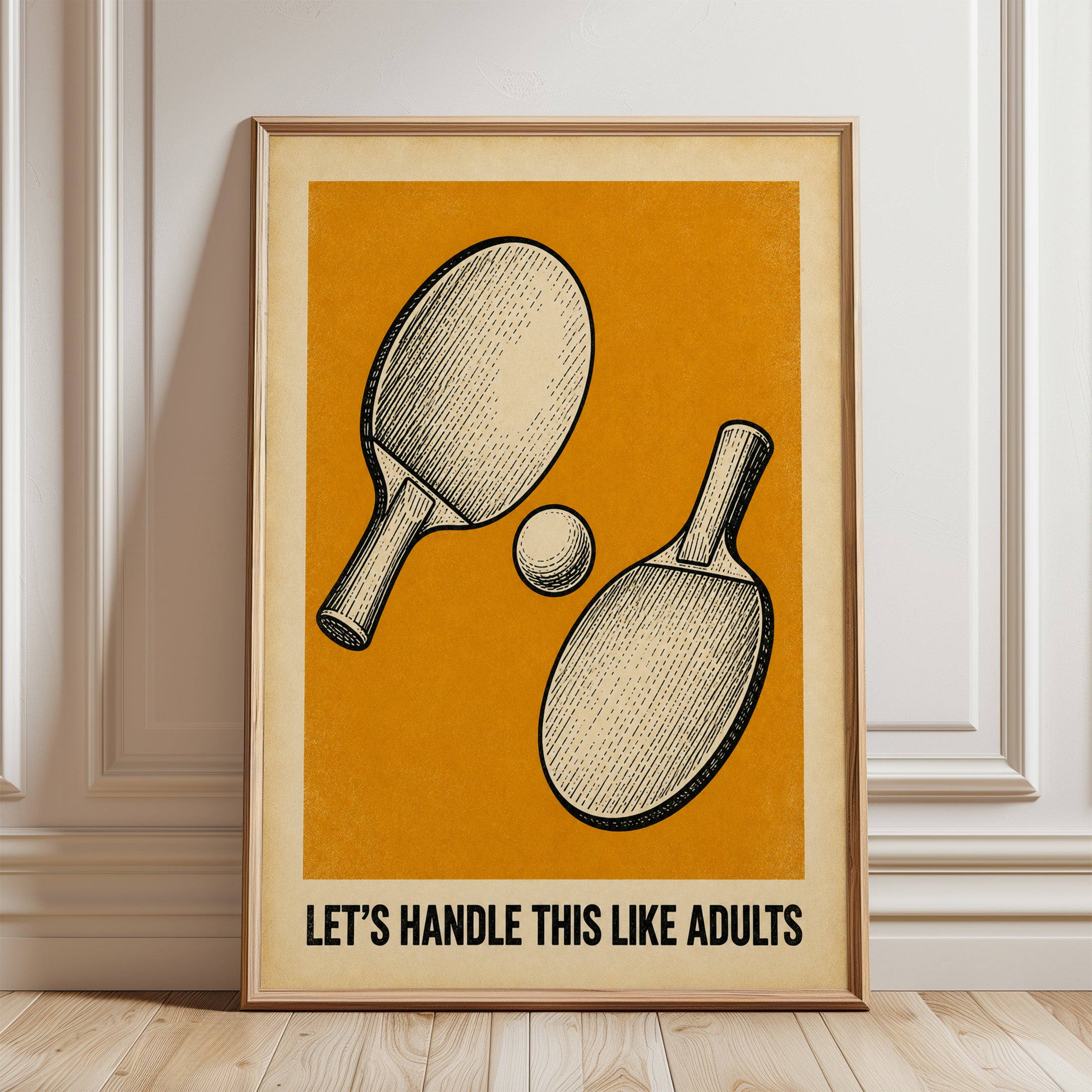 Ping Pong Wall Art – Vintage Sports Print - framed detail