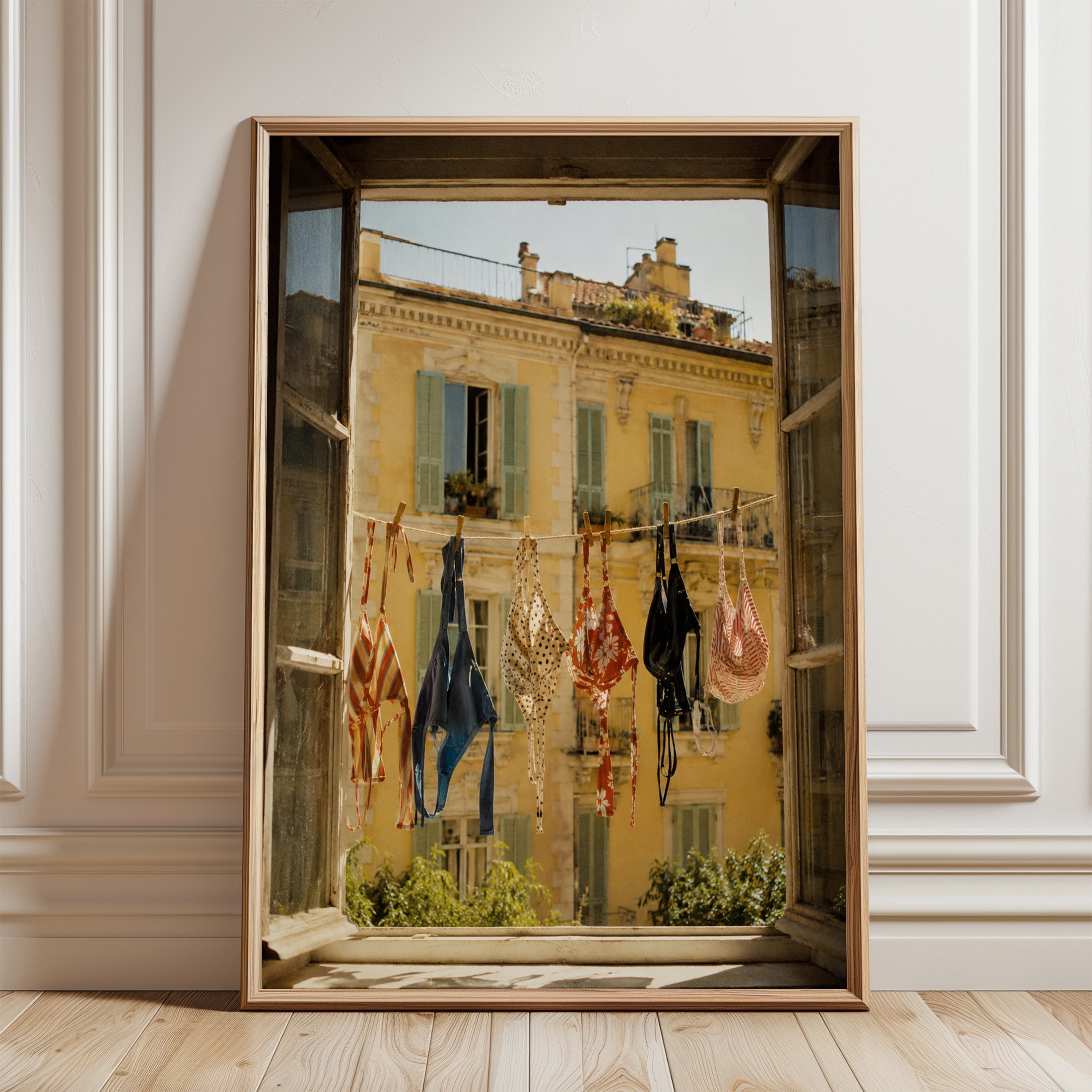 European Window View Print - framed detail