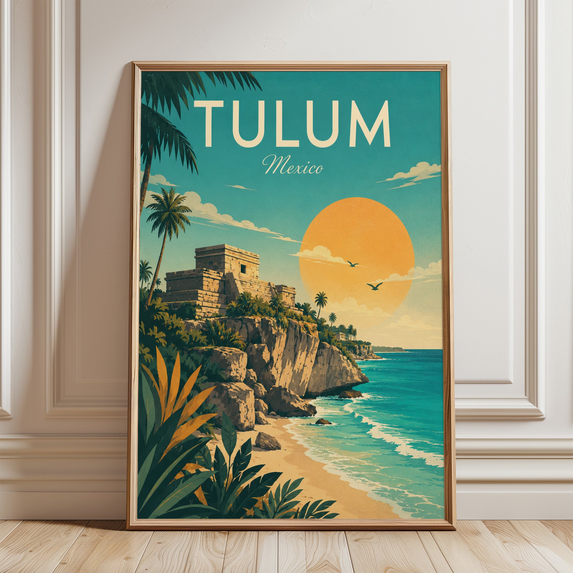 Tulum Travel Poster – Mexico Wall Art - framed detail