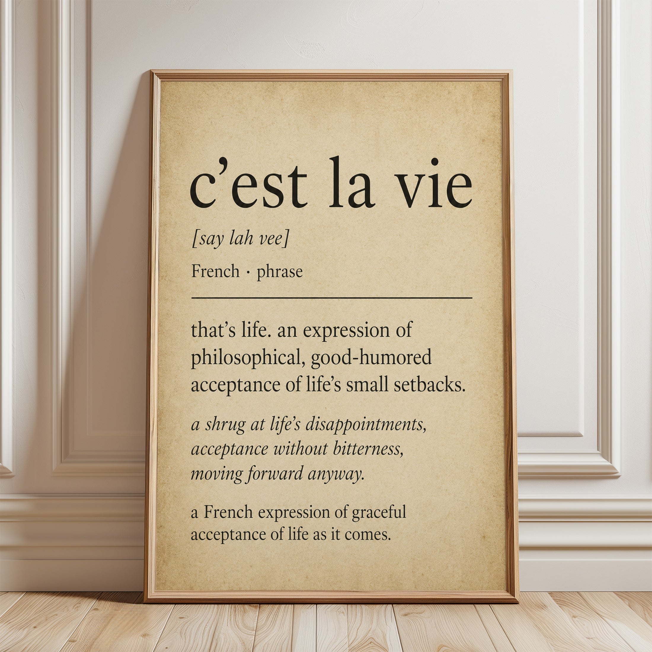 French Phrase Wall Art – C'est La Vie Print - framed detail