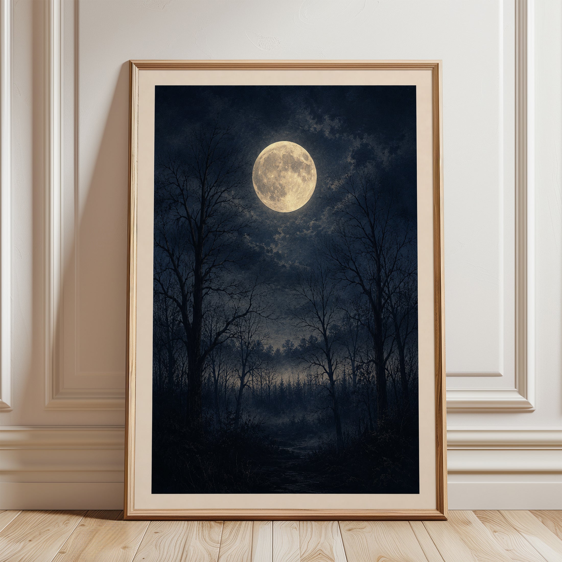 Full Moon Wall Art – Night Sky Print - framed detail