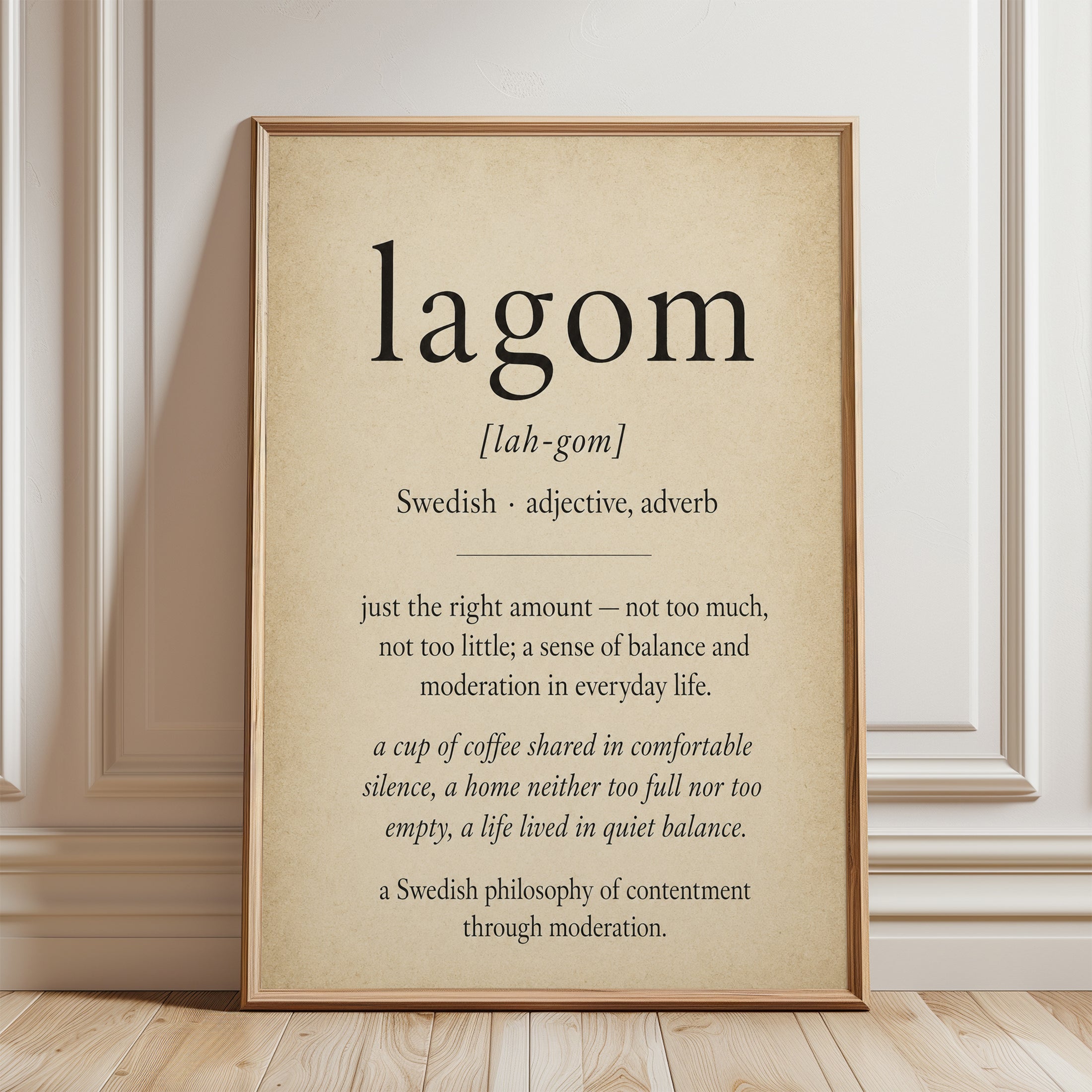Lagom Wall Art – Swedish Definition Print - framed detail