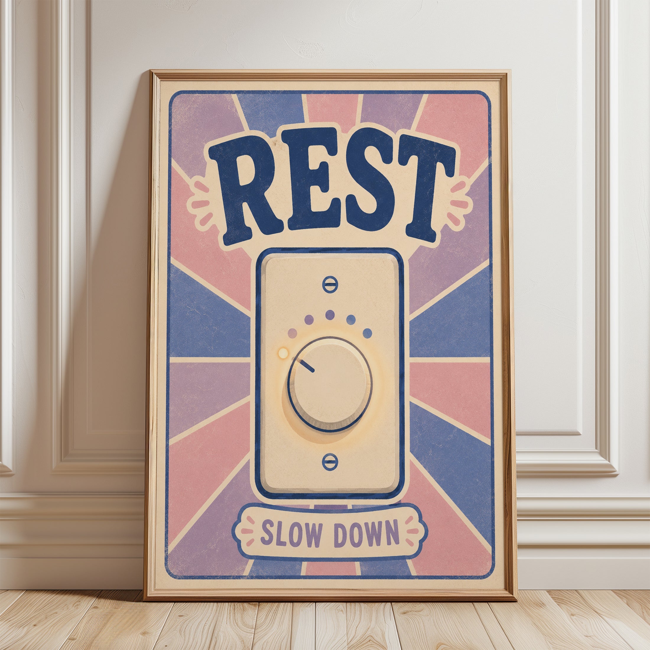 Rest Wall Art – Slow Down Reminder Print - framed detail