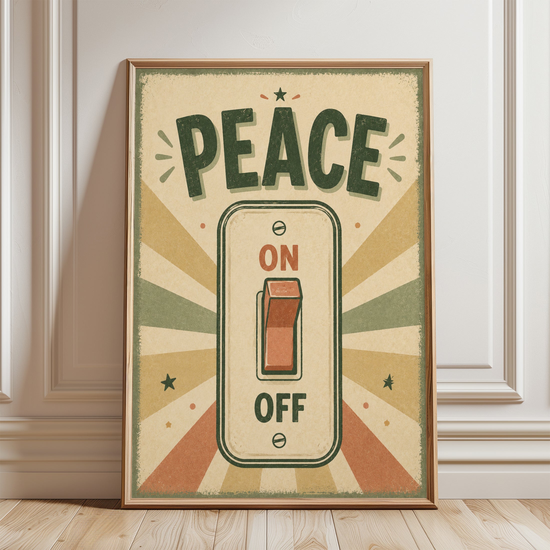 Retro Peace Poster – Vintage Typography Print - framed detail