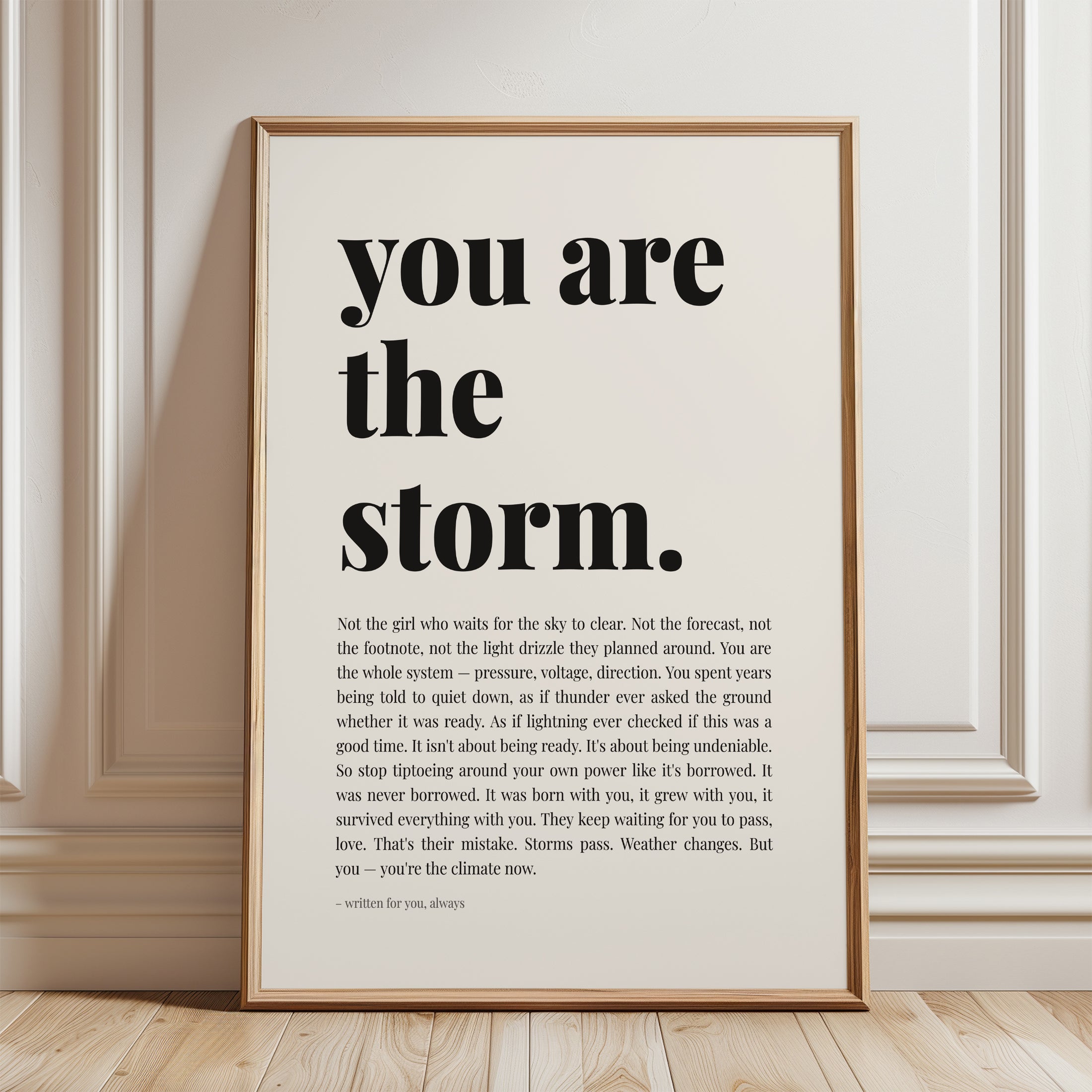 Empowerment Wall Art – You Are The Storm Print - framed detail