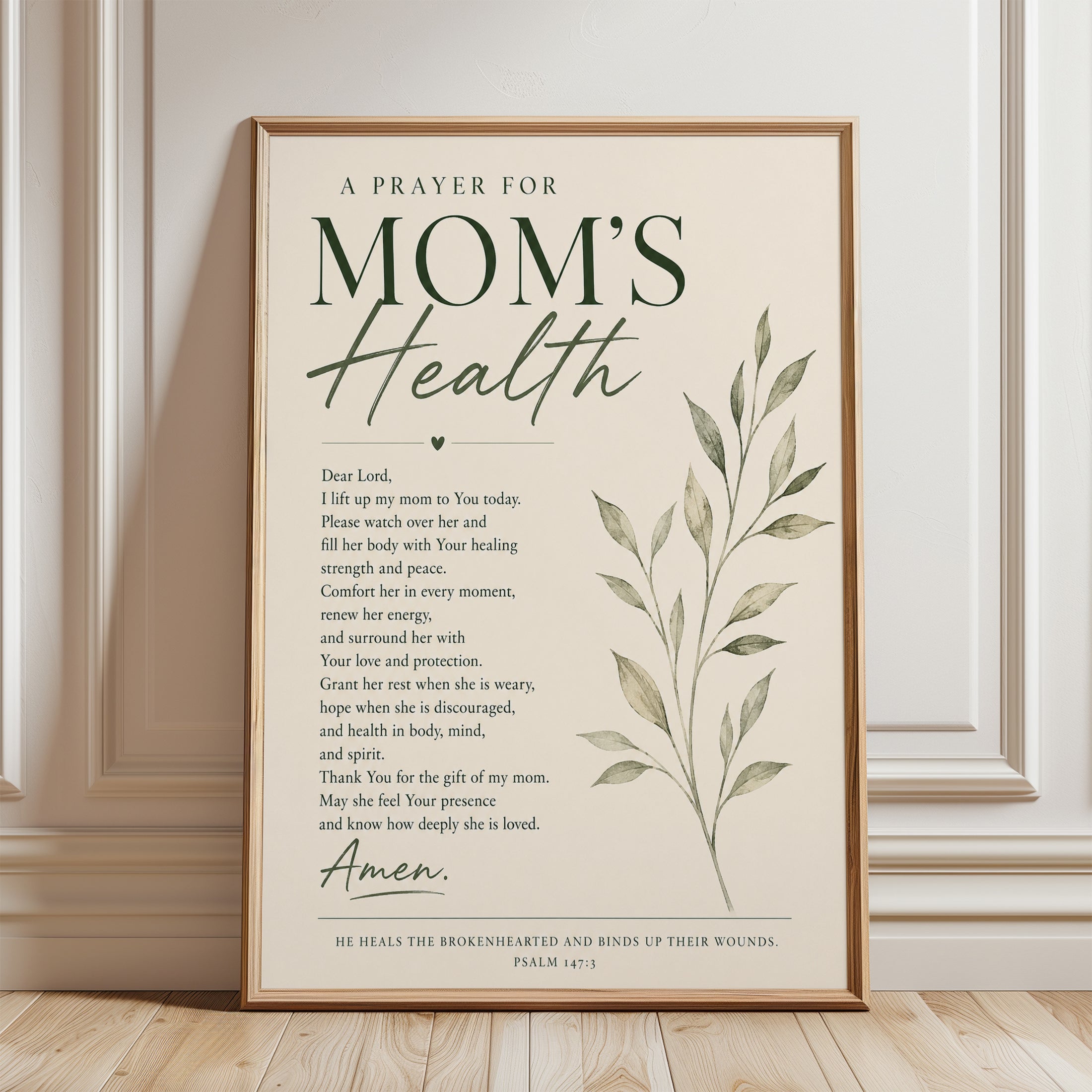 Prayer for Mom Print – Christian Wall Art - framed detail