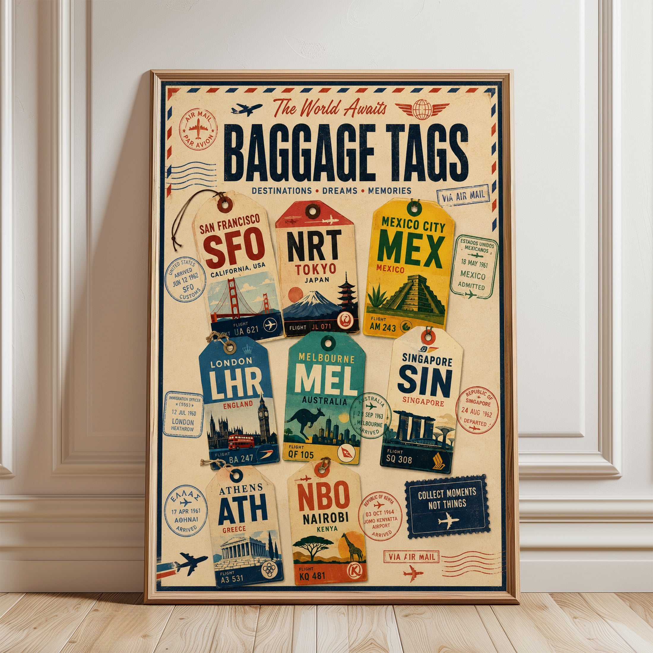 Travel Luggage Tag Poster - framed detail