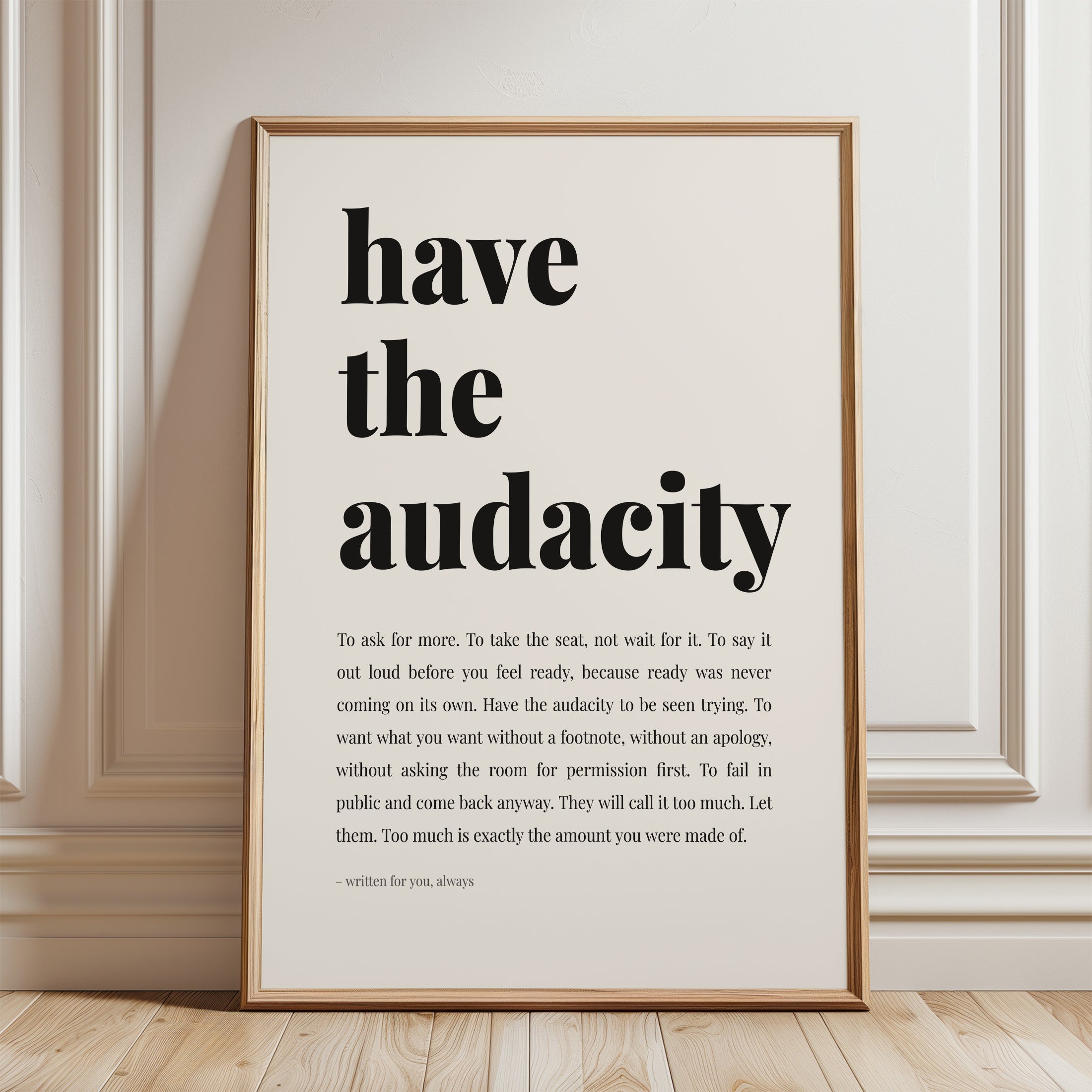 Motivational Quote Print - framed detail