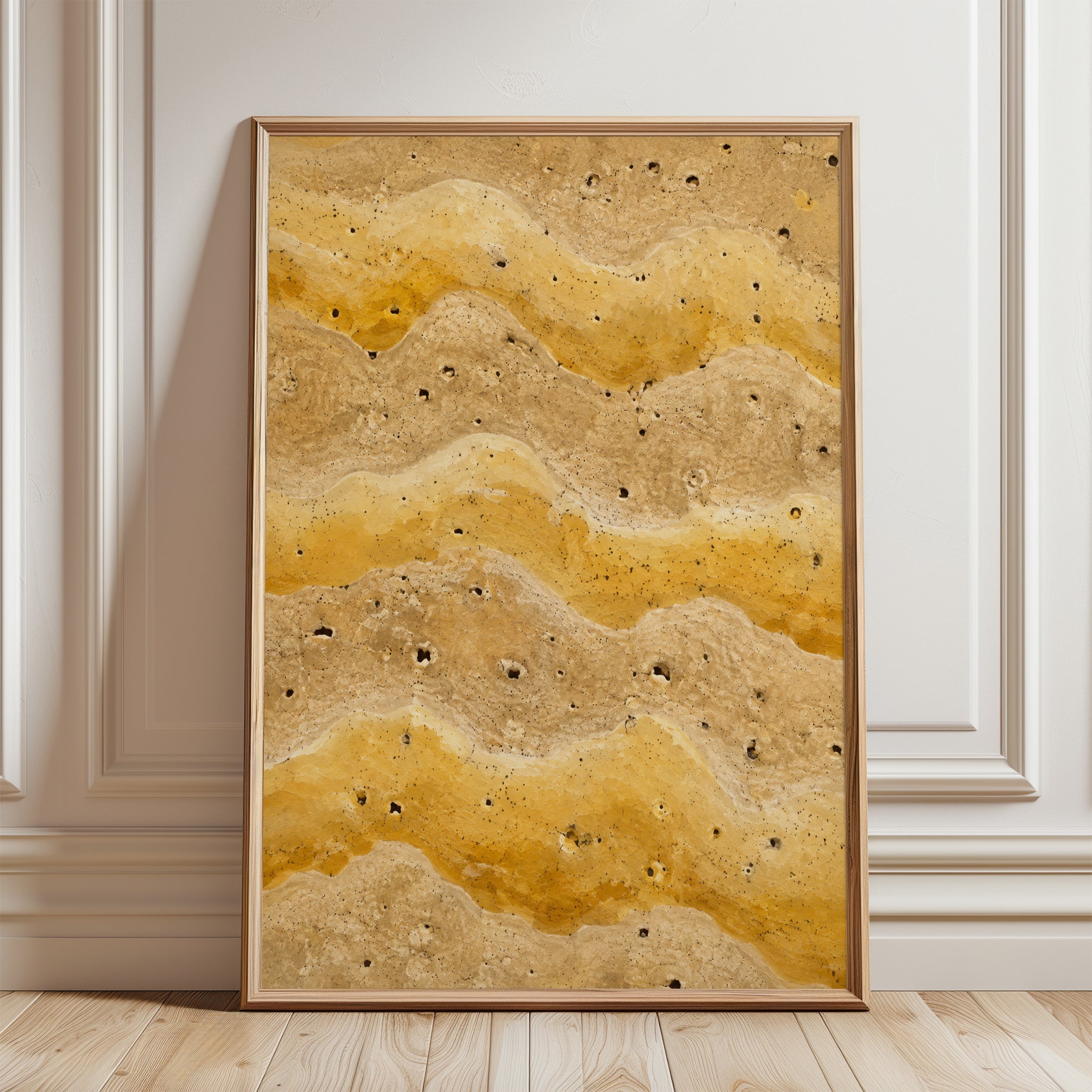Abstract Desert Waves Wall Art: Golden Sand Texture Print - framed detail