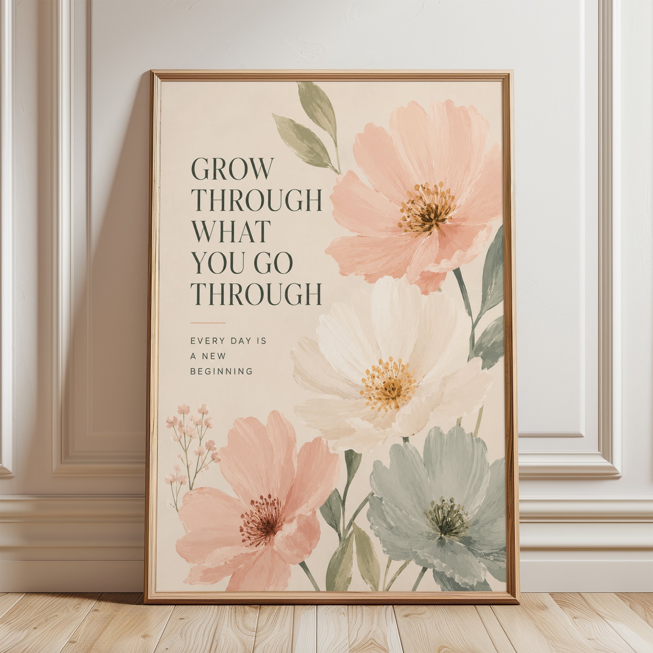 Motivational Floral Wall Art - framed detail