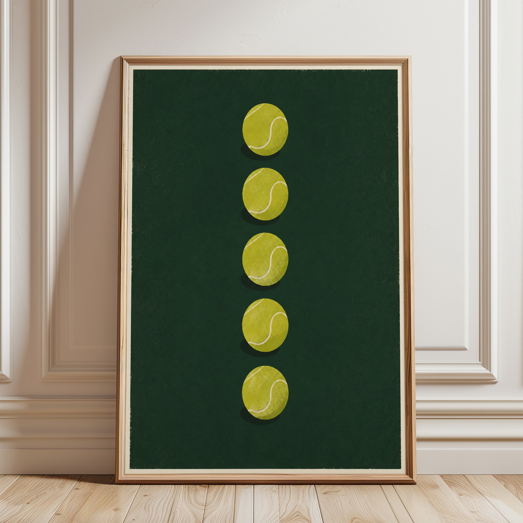 Tennis Ball Wall Art – Sports Decor Print - framed detail