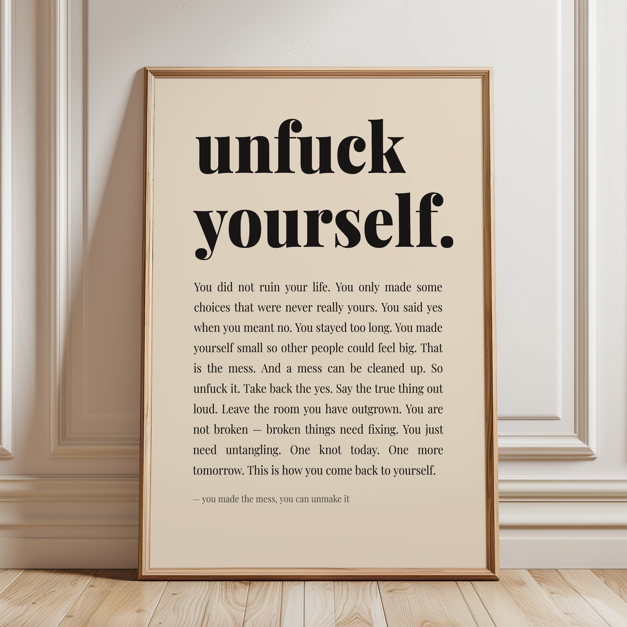 Self Care Wall Art – Therapy Office Decor - framed detail