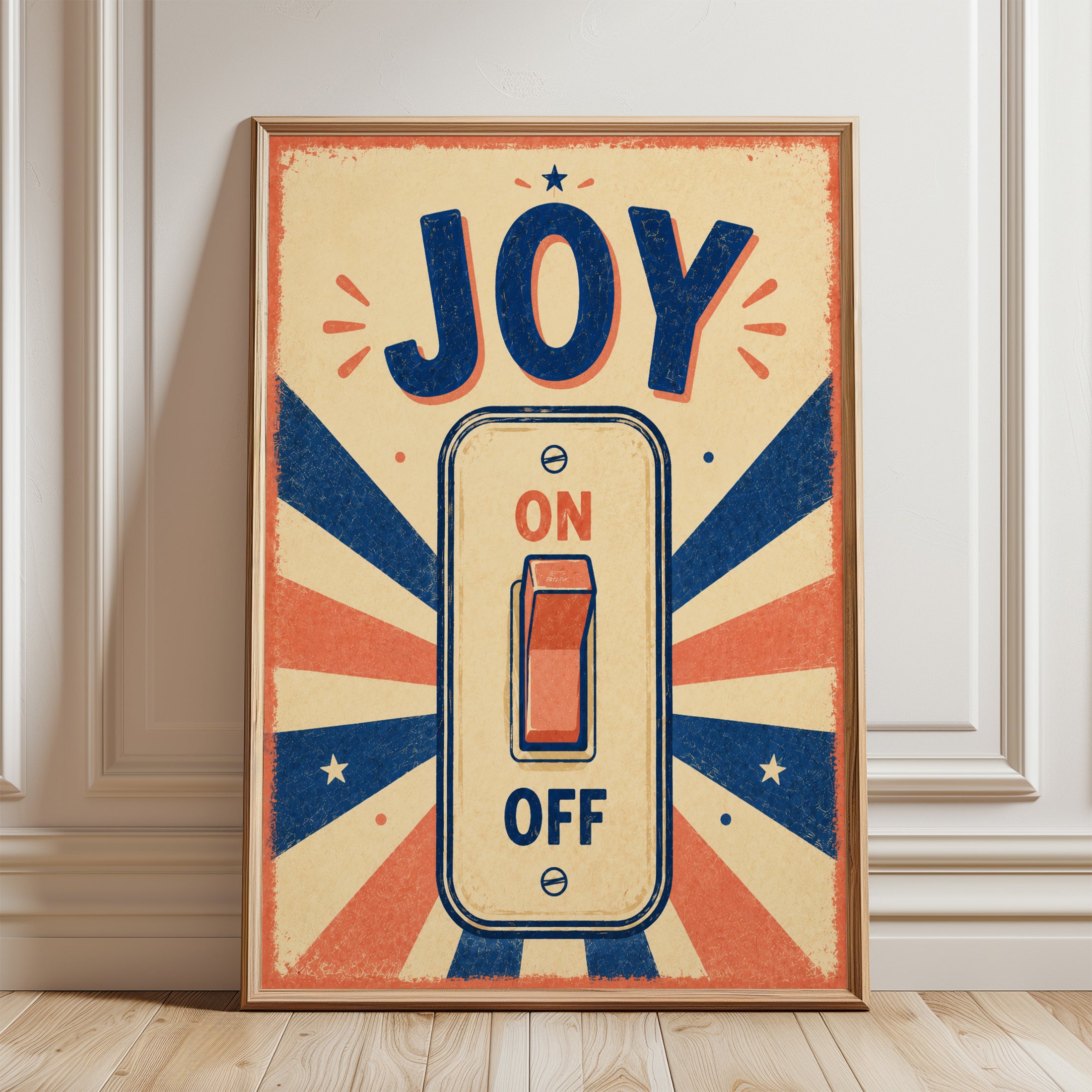 Retro Typography Poster – Joy Quote Print - framed detail
