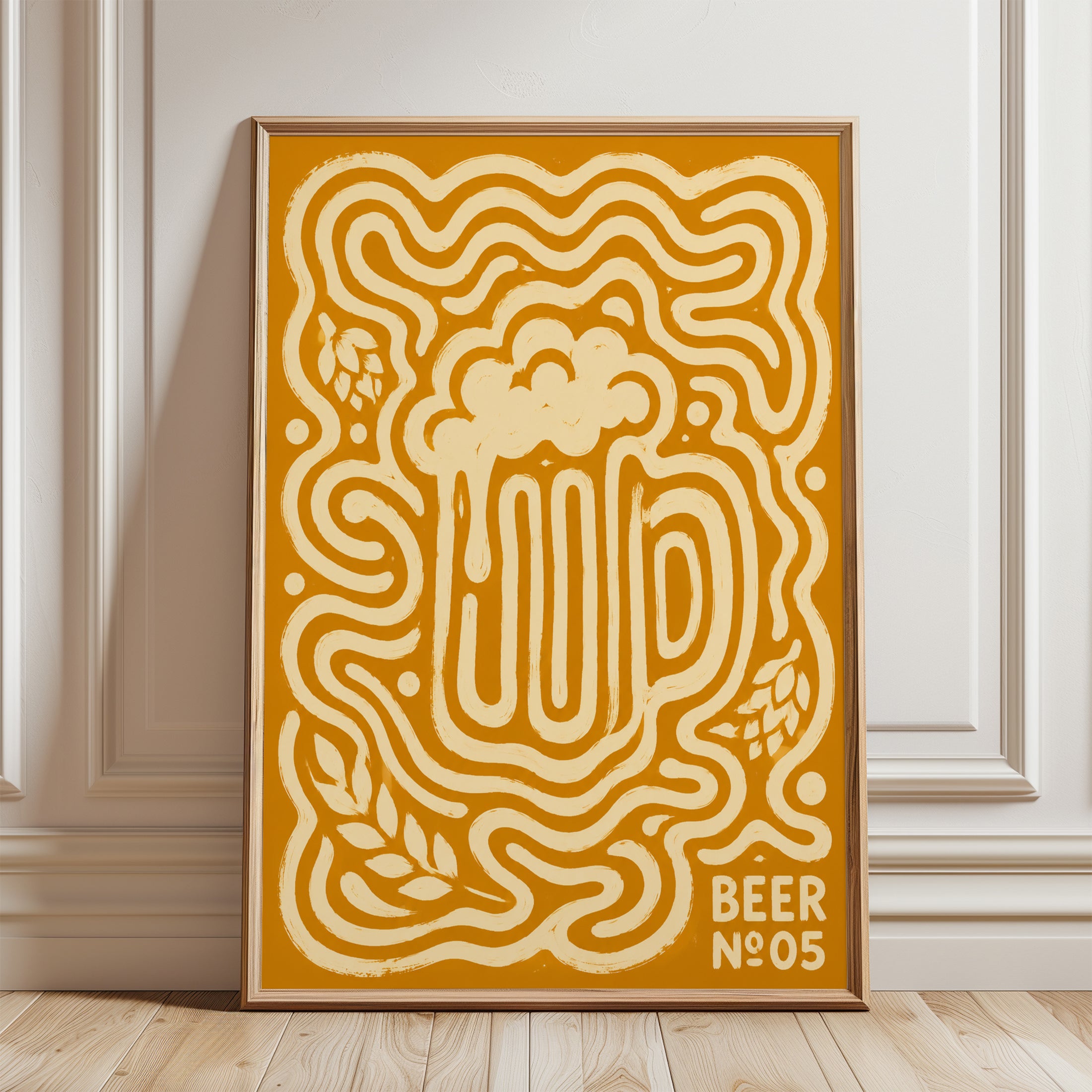 Beer Wall Art – Retro Bar Print - framed detail