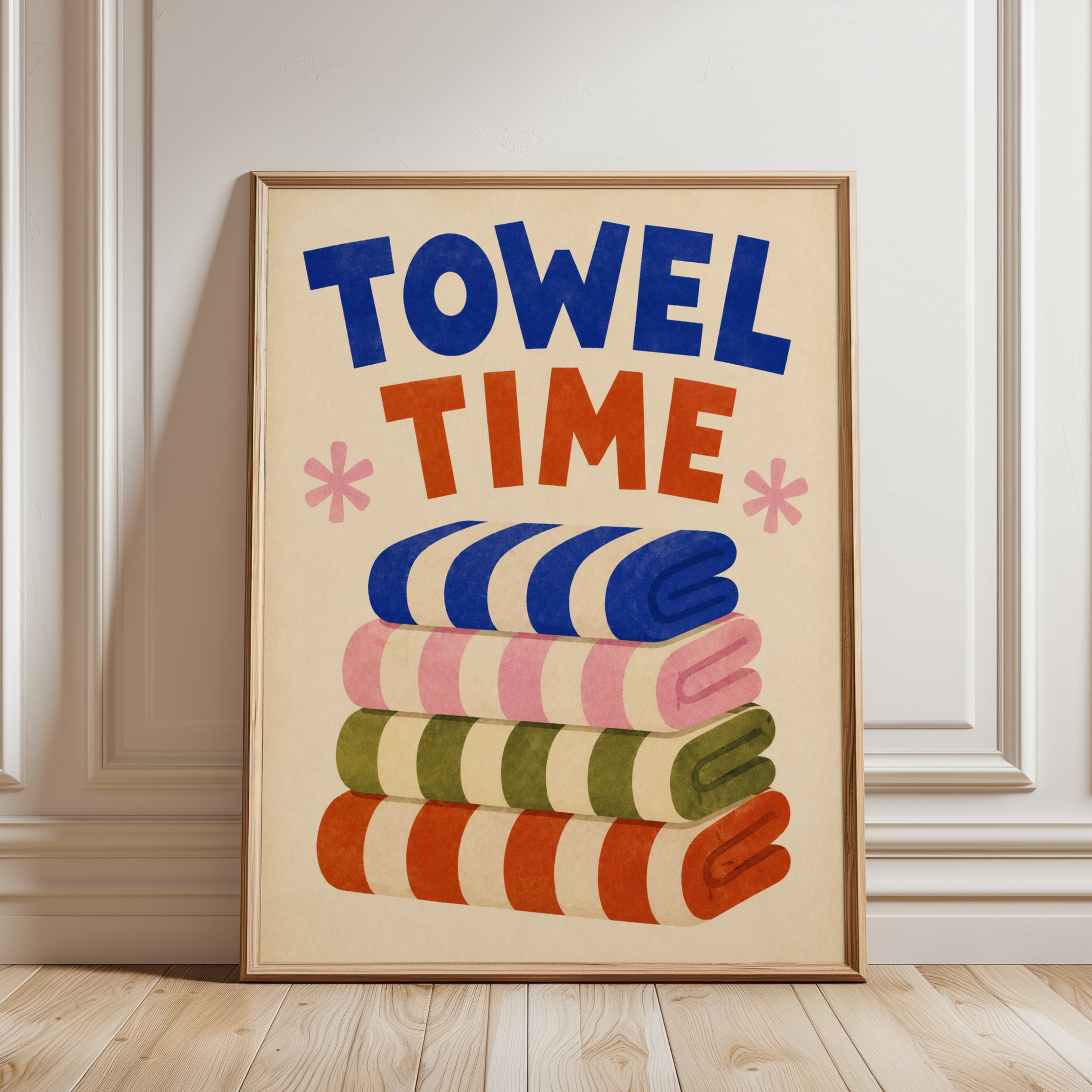 Bathroom Wall Art – Towel Time Print - framed detail