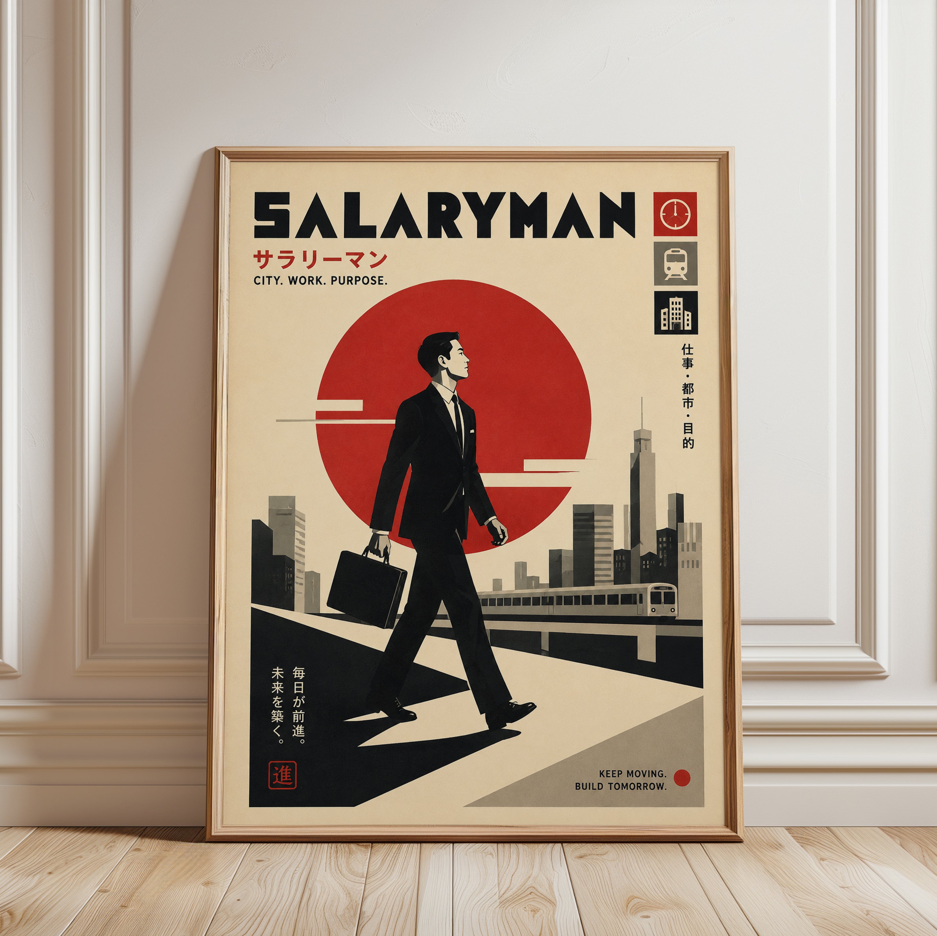 Japanese Travel Poster – Vintage Tokyo Print - framed detail
