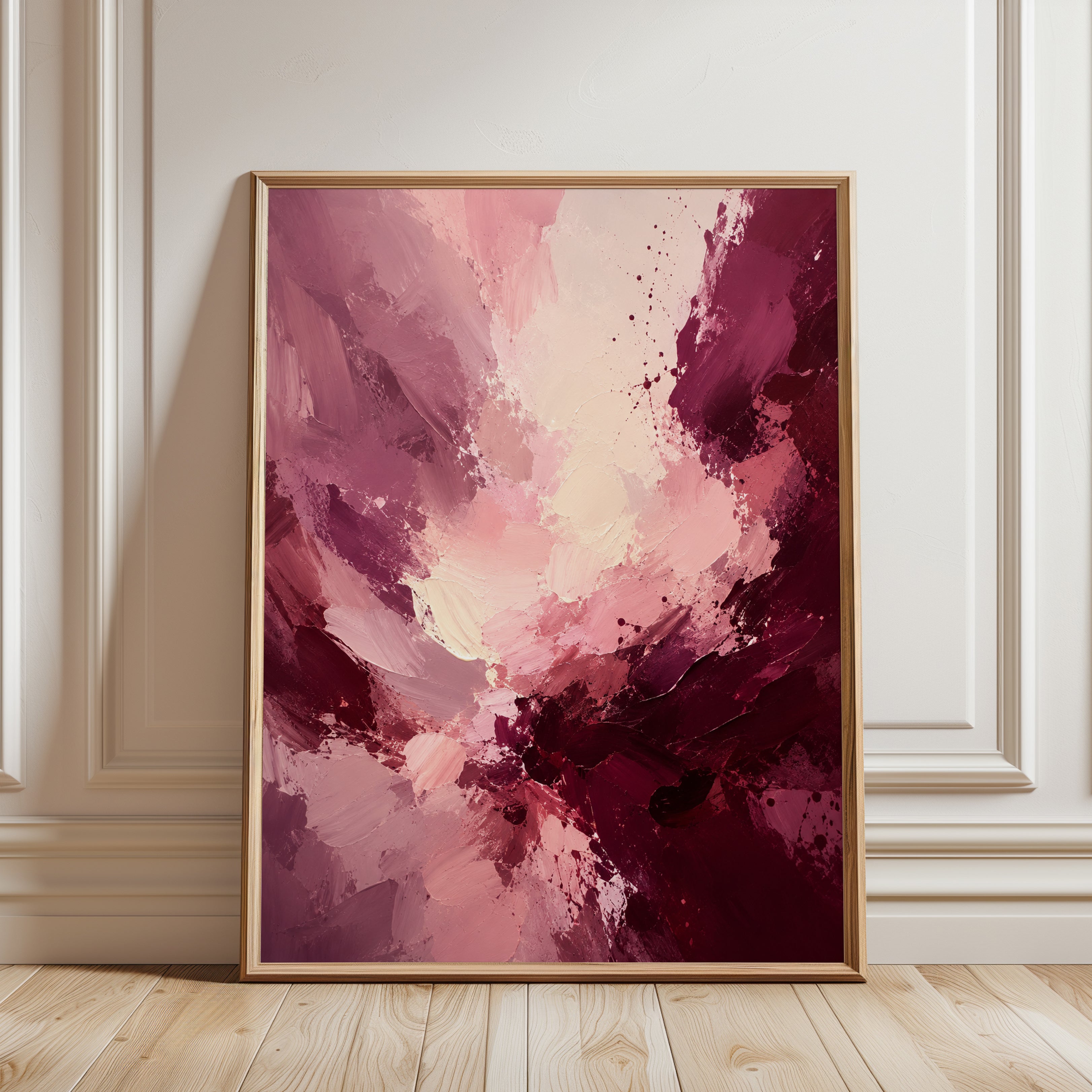Pink Abstract Wall Art – Modern Feminine Print - framed detail