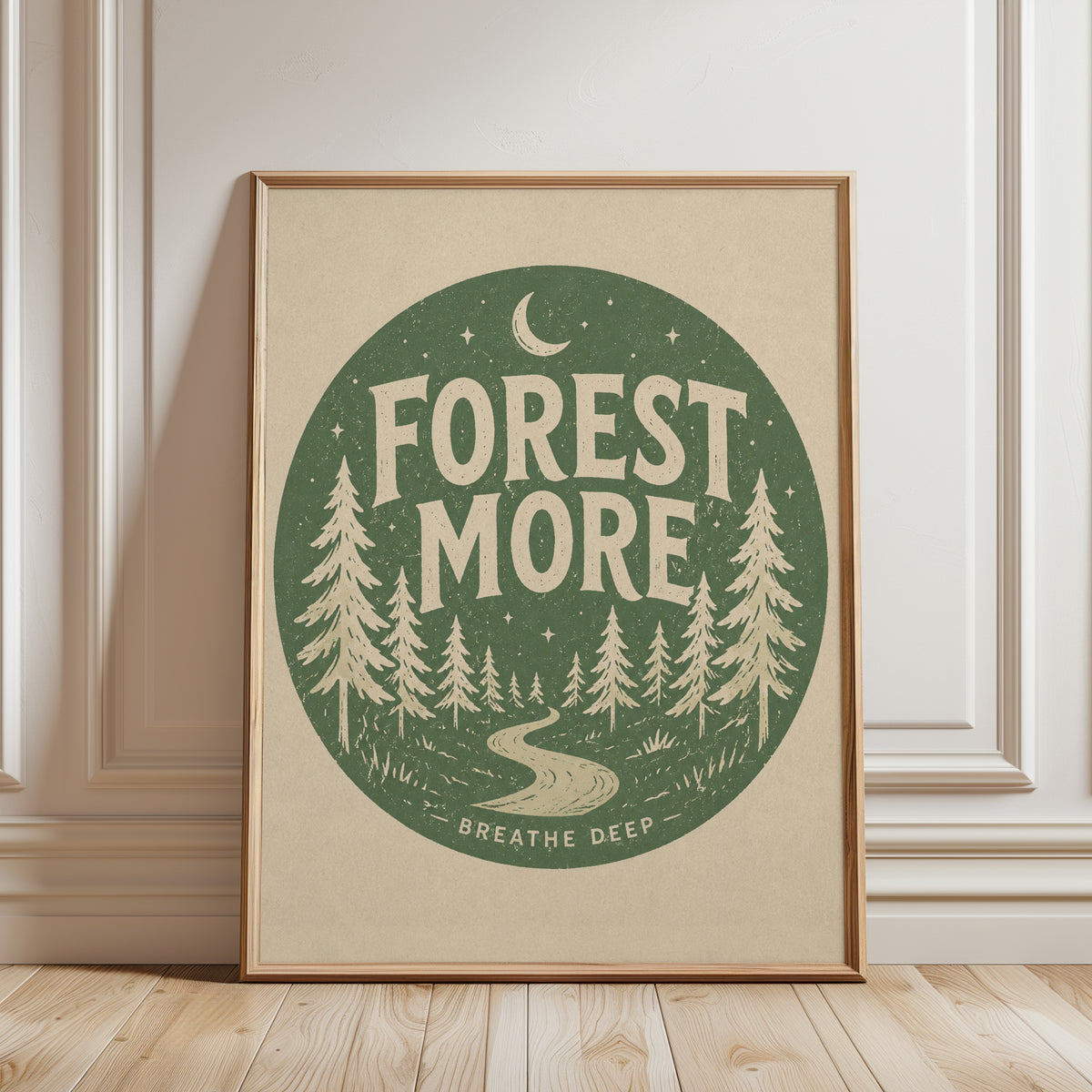Nature Wall Art: Vintage Forest Illustration - framed detail
