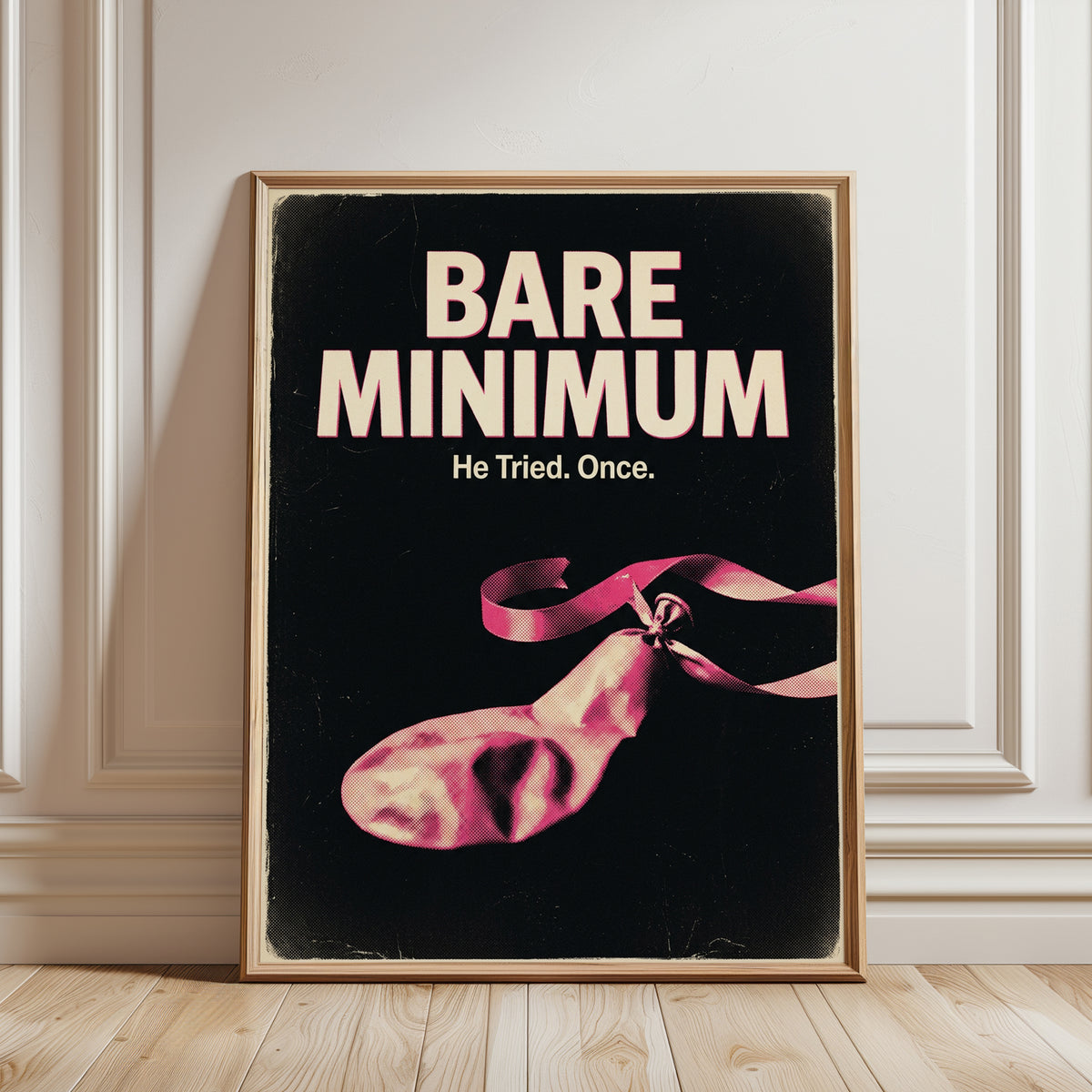 Bare Minimum Poster: Retro Comedy Typography Art Print - framed detail