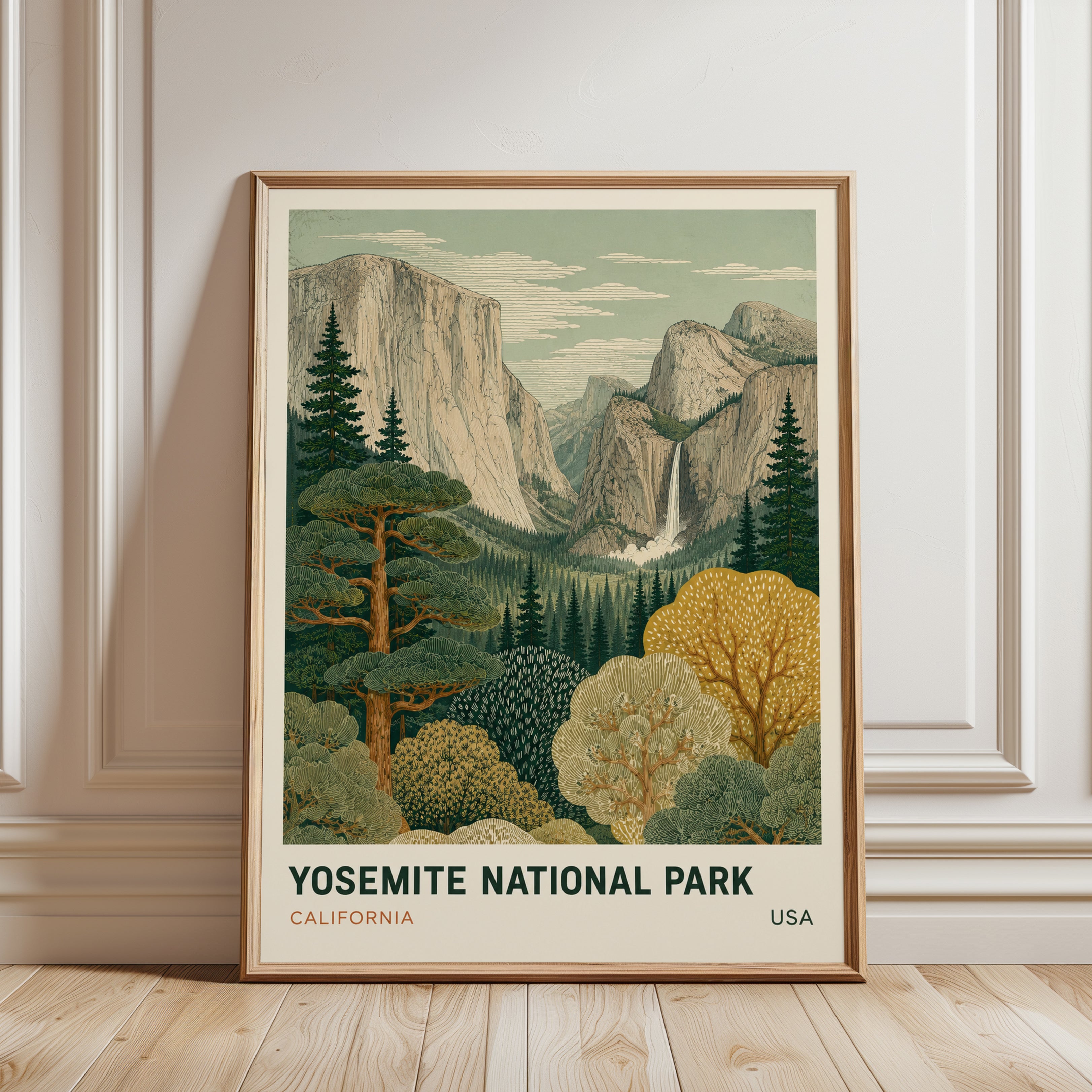 Yosemite National Park Poster - framed detail