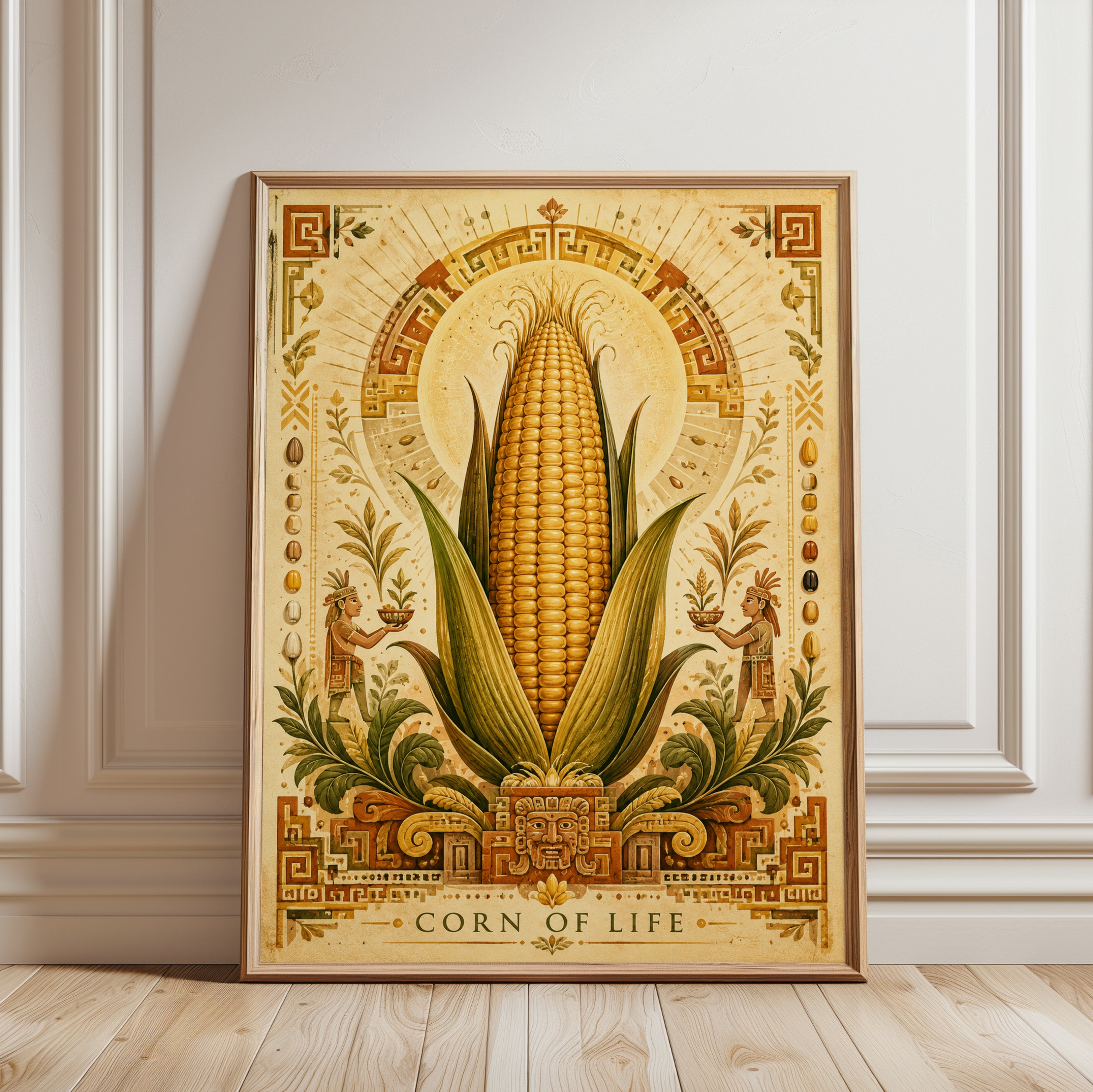 Corn Wall Art – Folk Art Print - framed detail