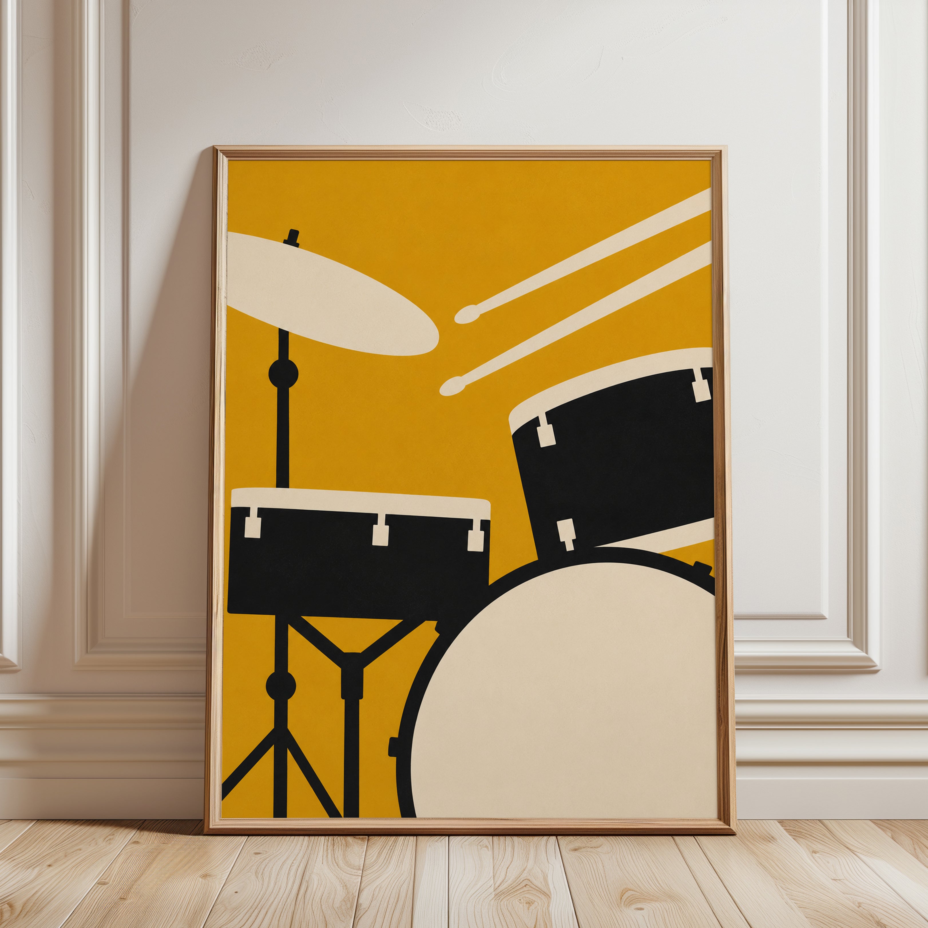 Drum Set Art Print — Bold Graphic Illustration - framed detail