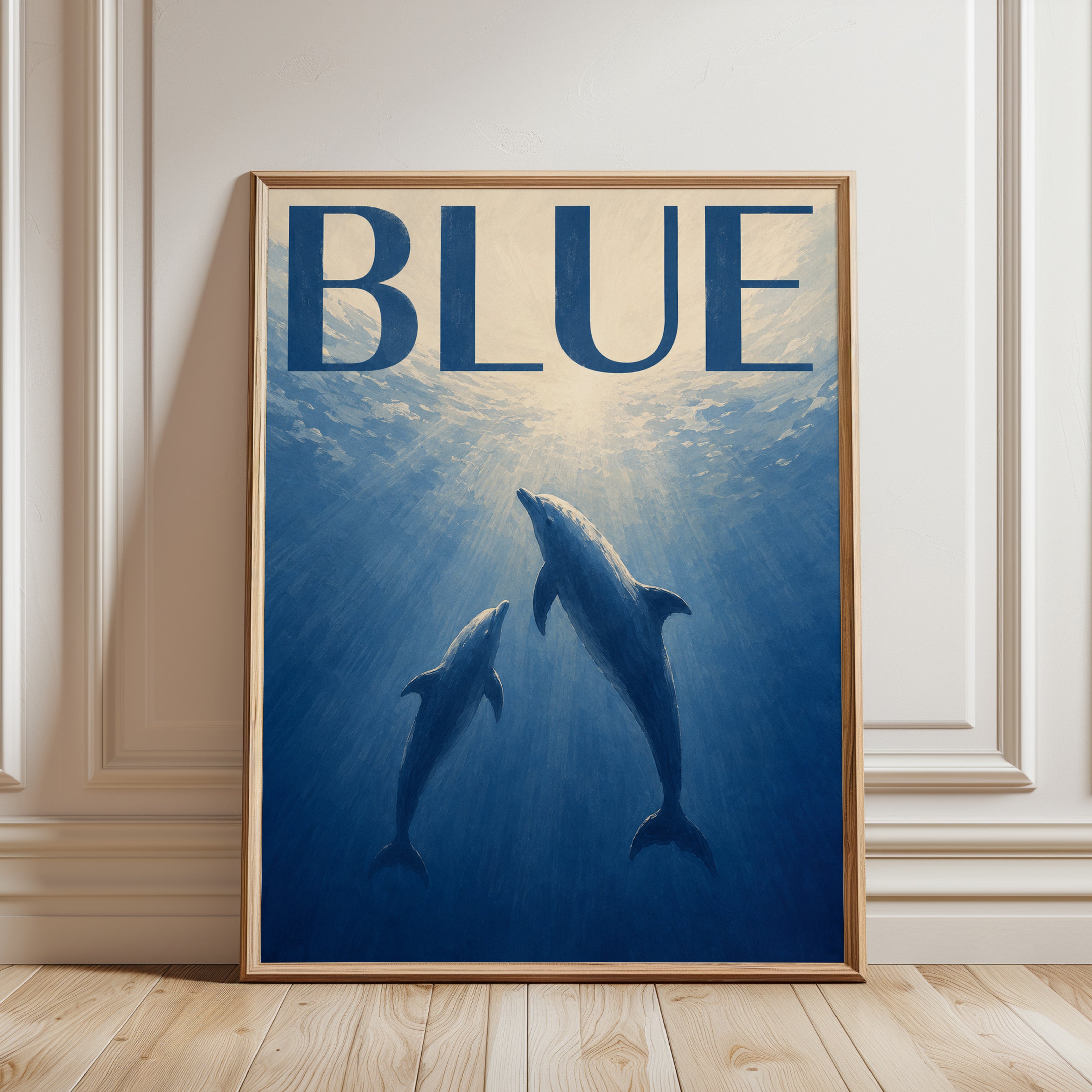 Ocean Wall Art – Dolphin Print - framed detail